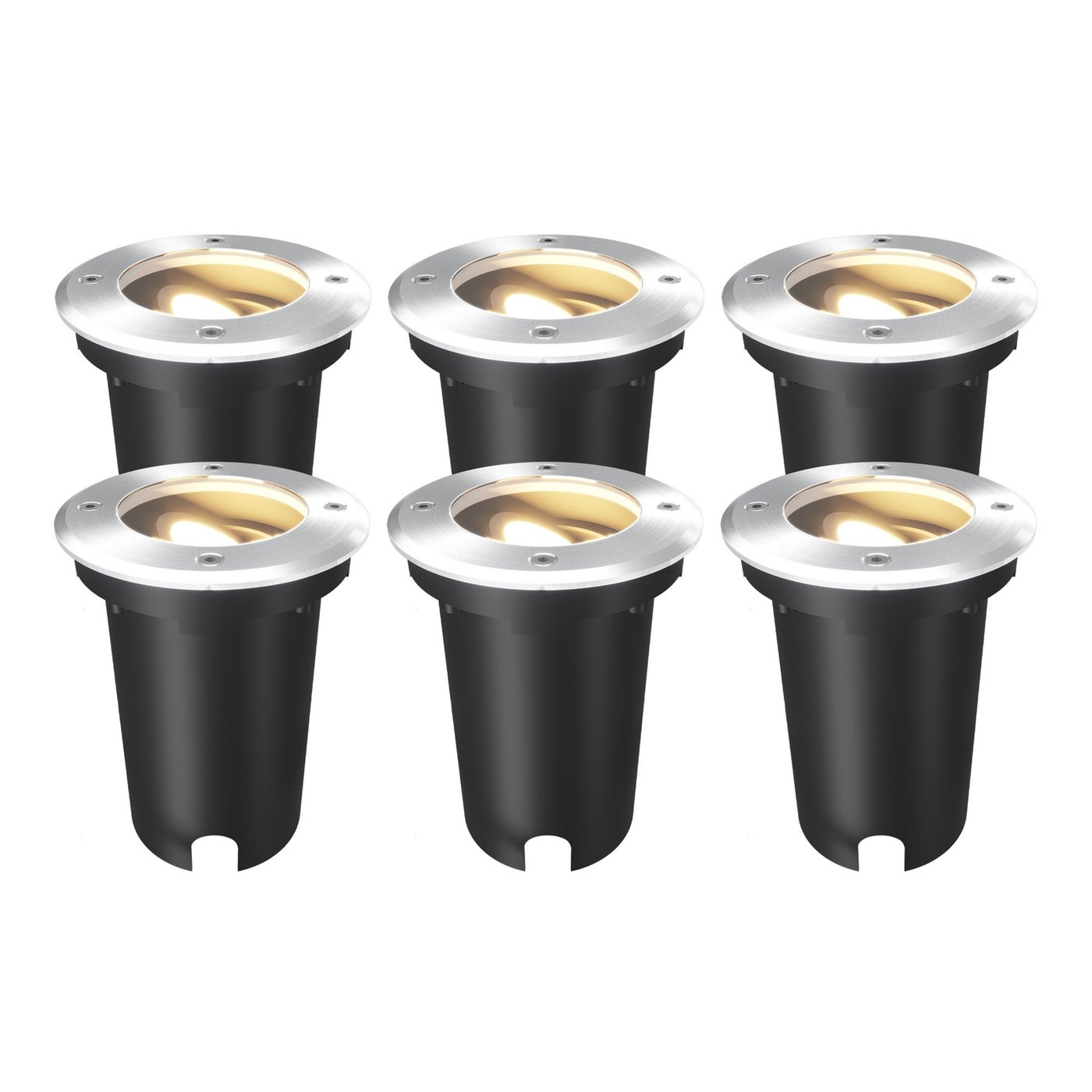 6x LED Grondspot Rond - IP67 - GU10 - RVS - 1M Kabel - Kantelbaar