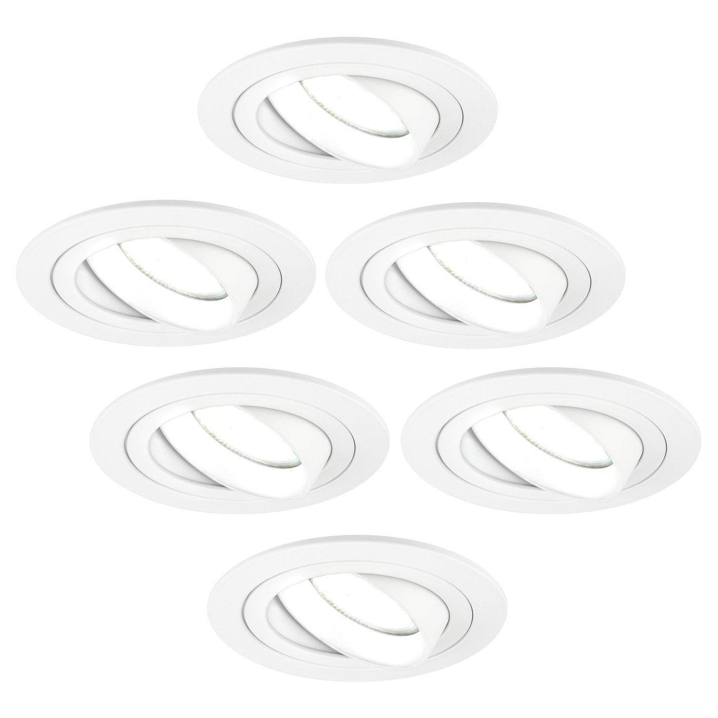 6x Lampy Wpuszczane w Sufit - Białe - Tokio - ściemniane - 5W - 6500K - ø92mm