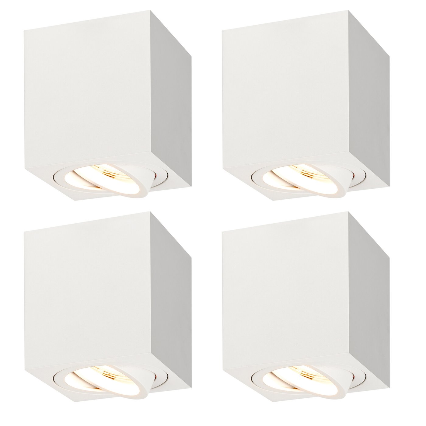 4x Oprawa Sufitowe Natynkowe LED - Kwadratowy - Biały - ściemniane - 3W - 2700K