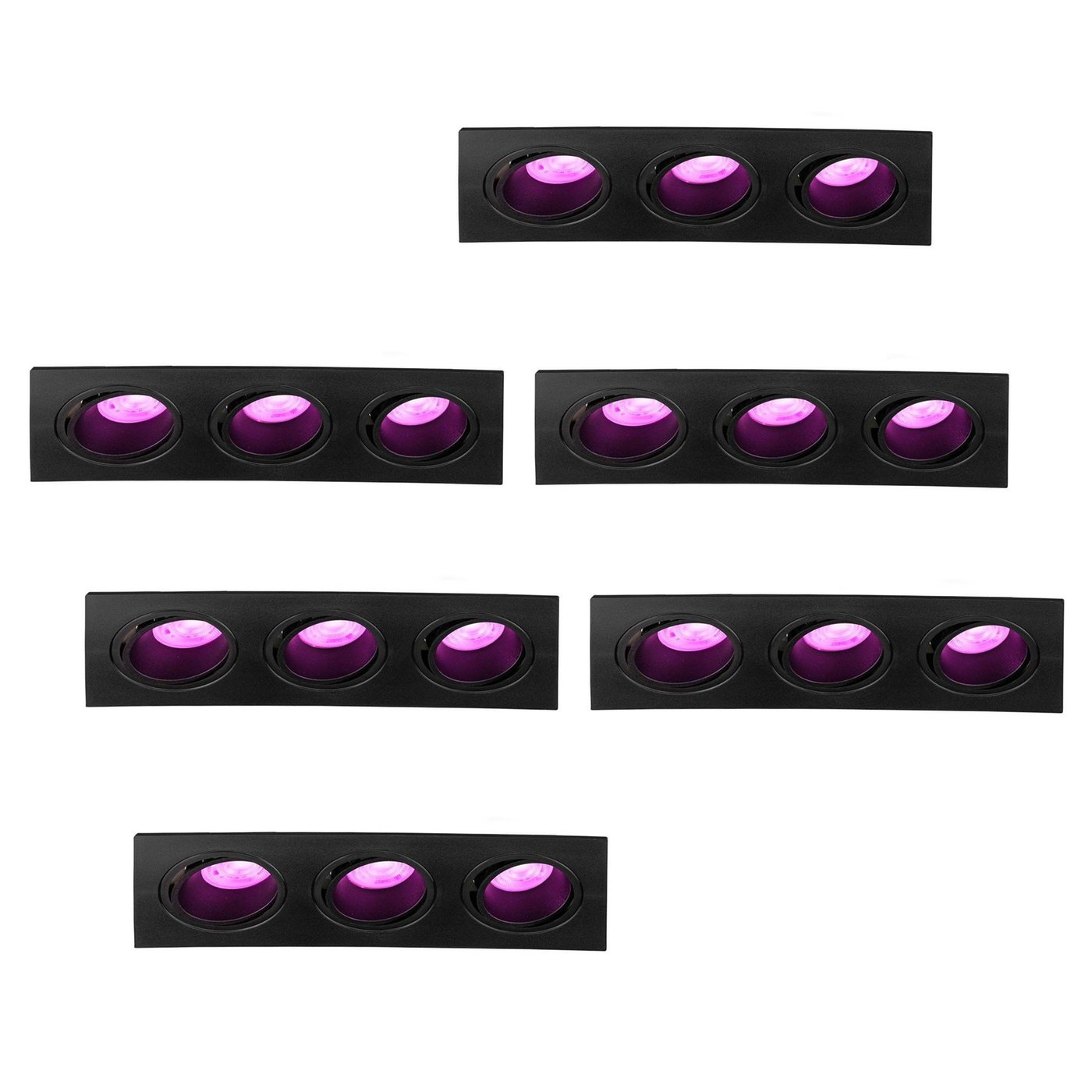Smarter LED-Einbauspot Dreifach - Rechteck - RGB+CCT - Schwarz