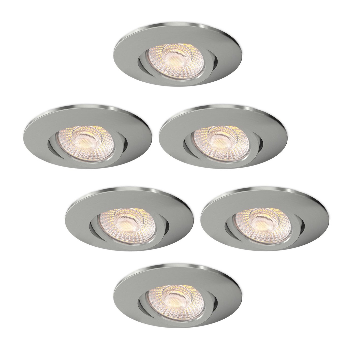 6x LED Einbaustrahler Nickel - IP65 - 4W - CCT - 5 Jahre Garantie - Geeignet für das Badezimmer