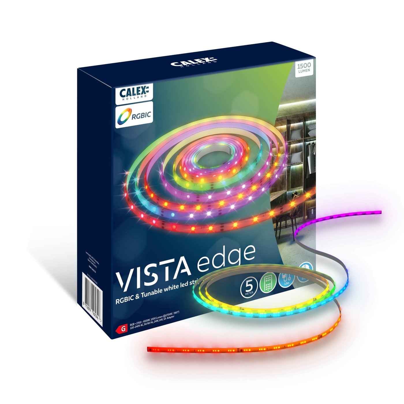 Calex Vista LED Streifen - RGBIC + CCT - 24W - 5M