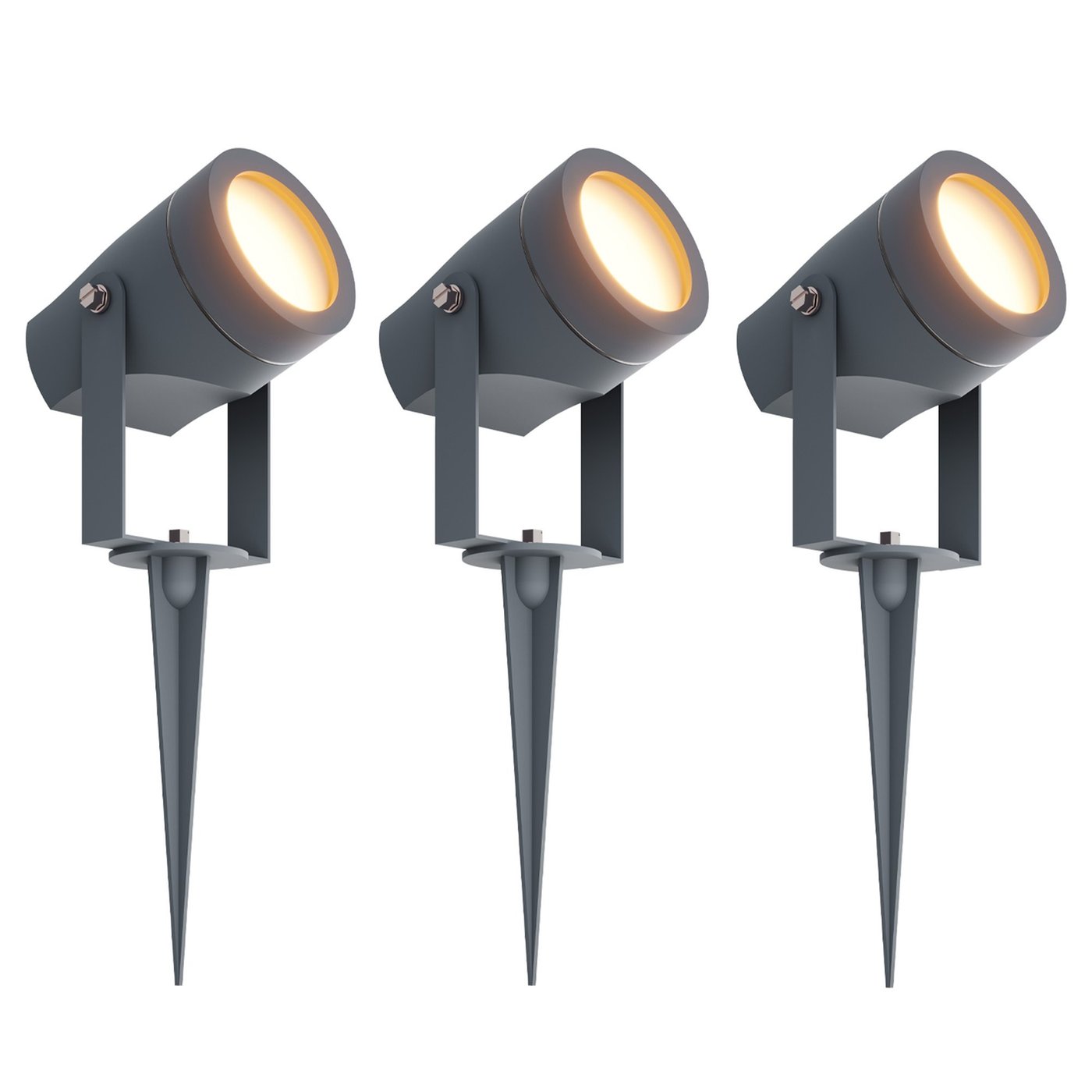 3x Foco LED de Exterior con Pincho - IP44 - Cable de 1 metro - 1W - 3000K - Antracita