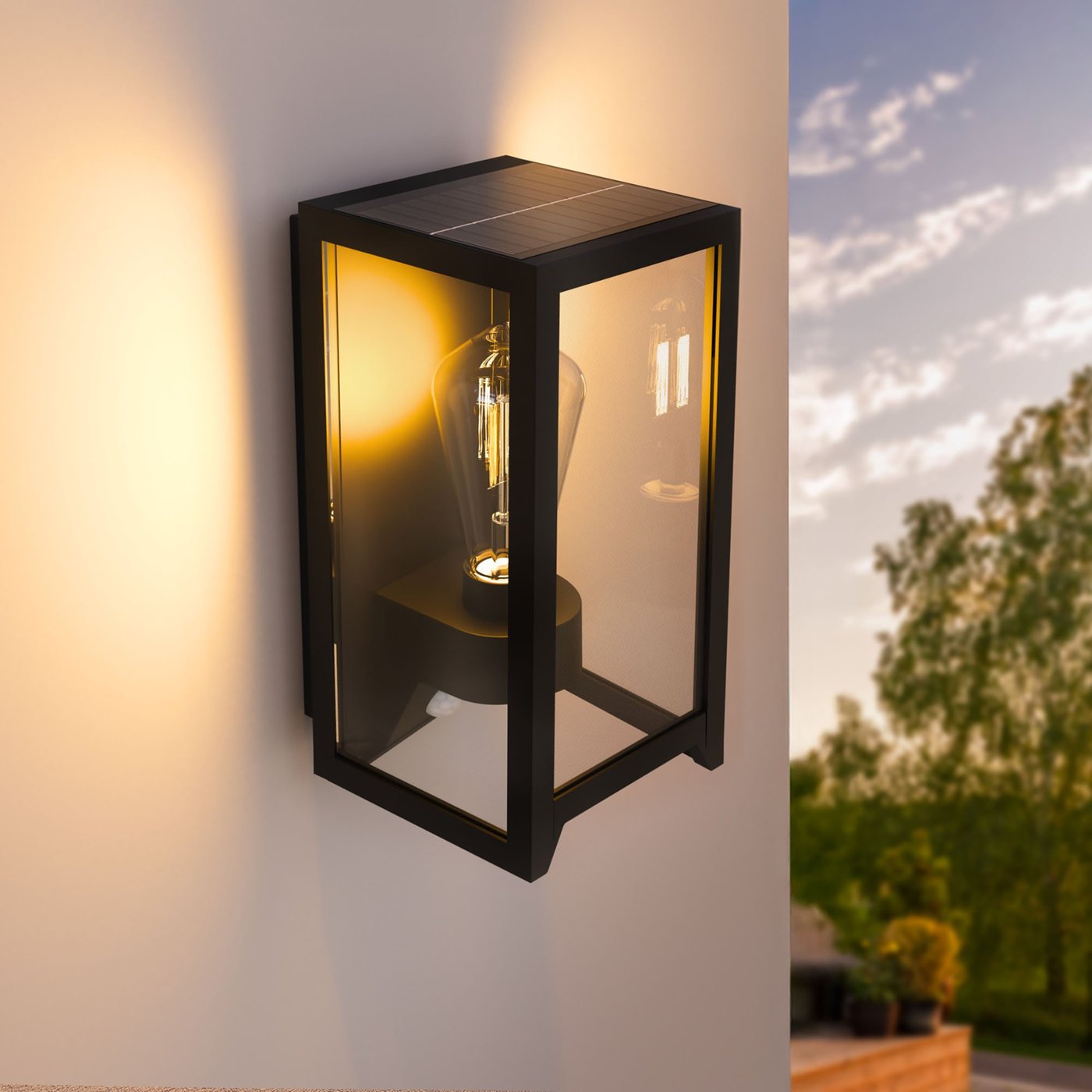 Applique Murale Solaire avec Détecteur de Mouvement - IP44 - 4W - 2700K - Noir