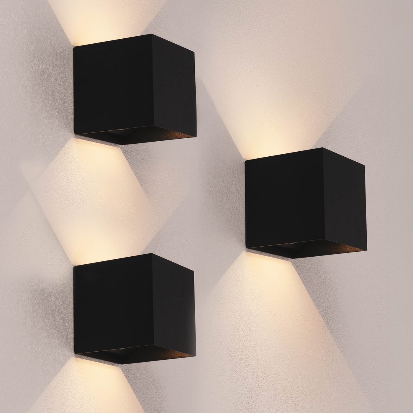 3x LED Wandleuchte USB Aufladbar mit Sensor - Schwarz – Kabellos – 4400 mAh Akku – Für den Innen- und Außenbereich geeignet