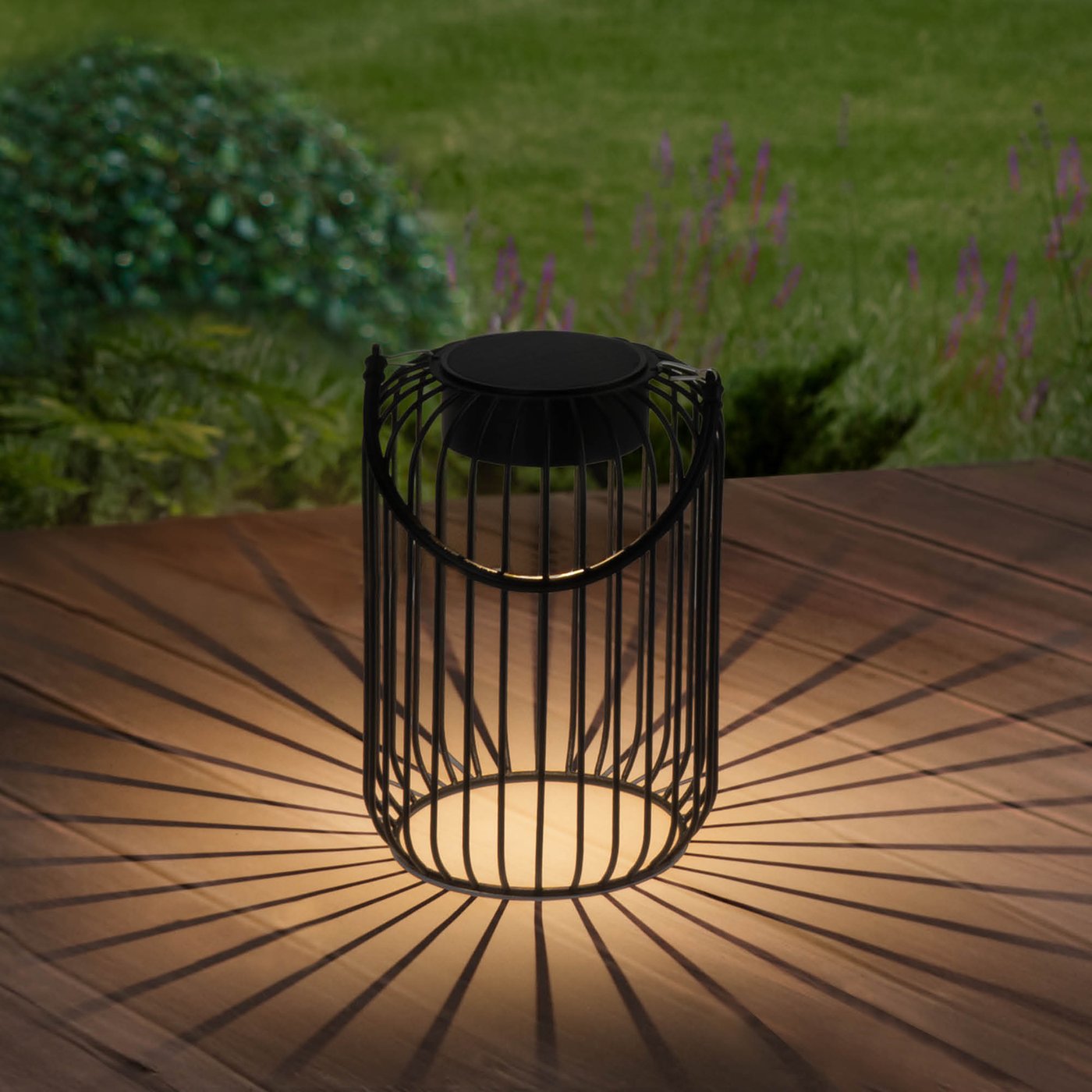 LED Solar Table Lamp 3000K Black IP44