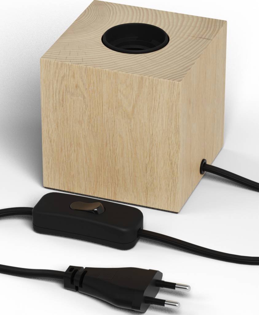 Calex Lampe de Table E27 – Lampe de Table avec Câble – Bois