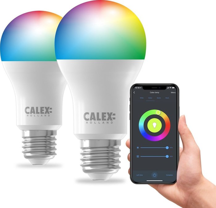 2x Calex Slimme LED Lamp - Dimbaar - E27 - 9.4W - RGB + CCT