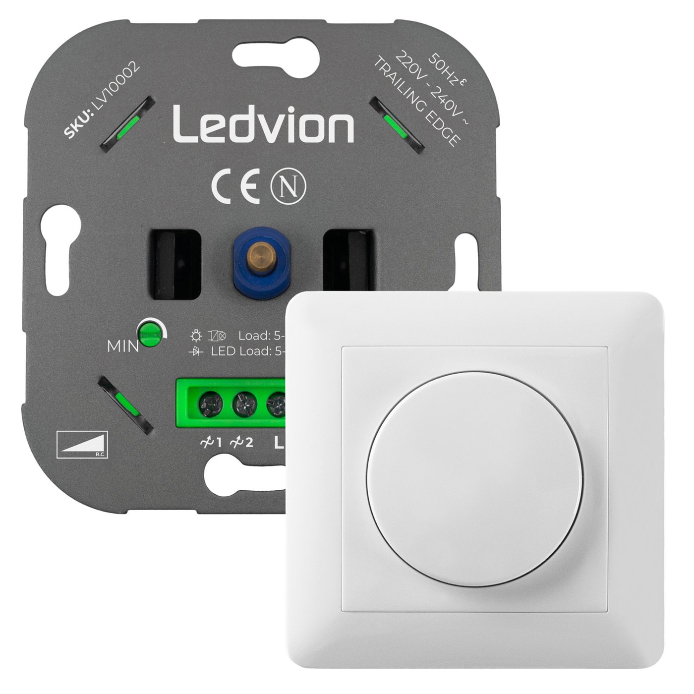 Ściemniacz LED 5-600 Watt 220-240V - Odcięcie fazy - Uniwersalny - Kompletny - Biały