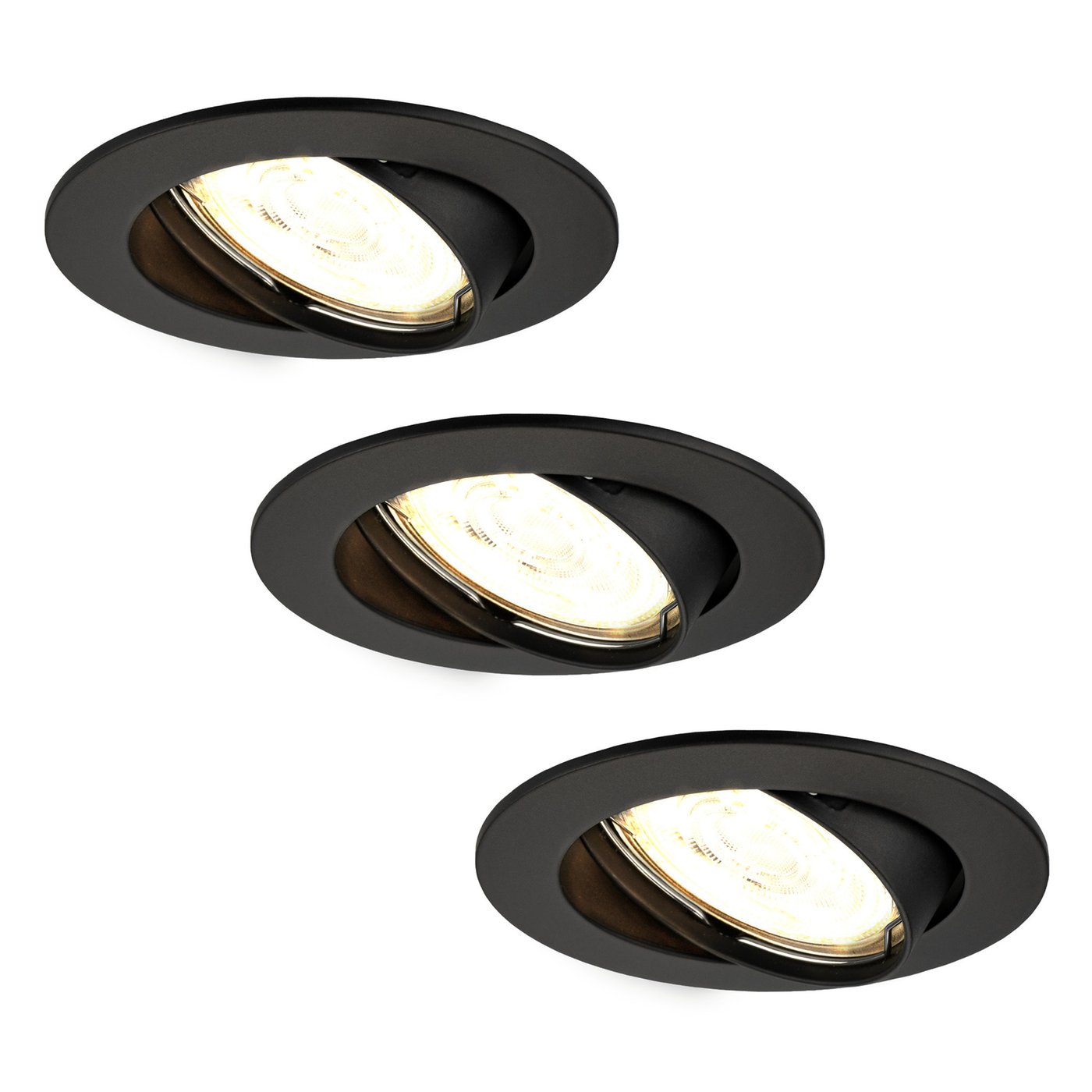 3x Lampy Wpuszczane w Sufit - Czarne - Amsterdam - ściemniane - 3W - 2700K - ø82mm