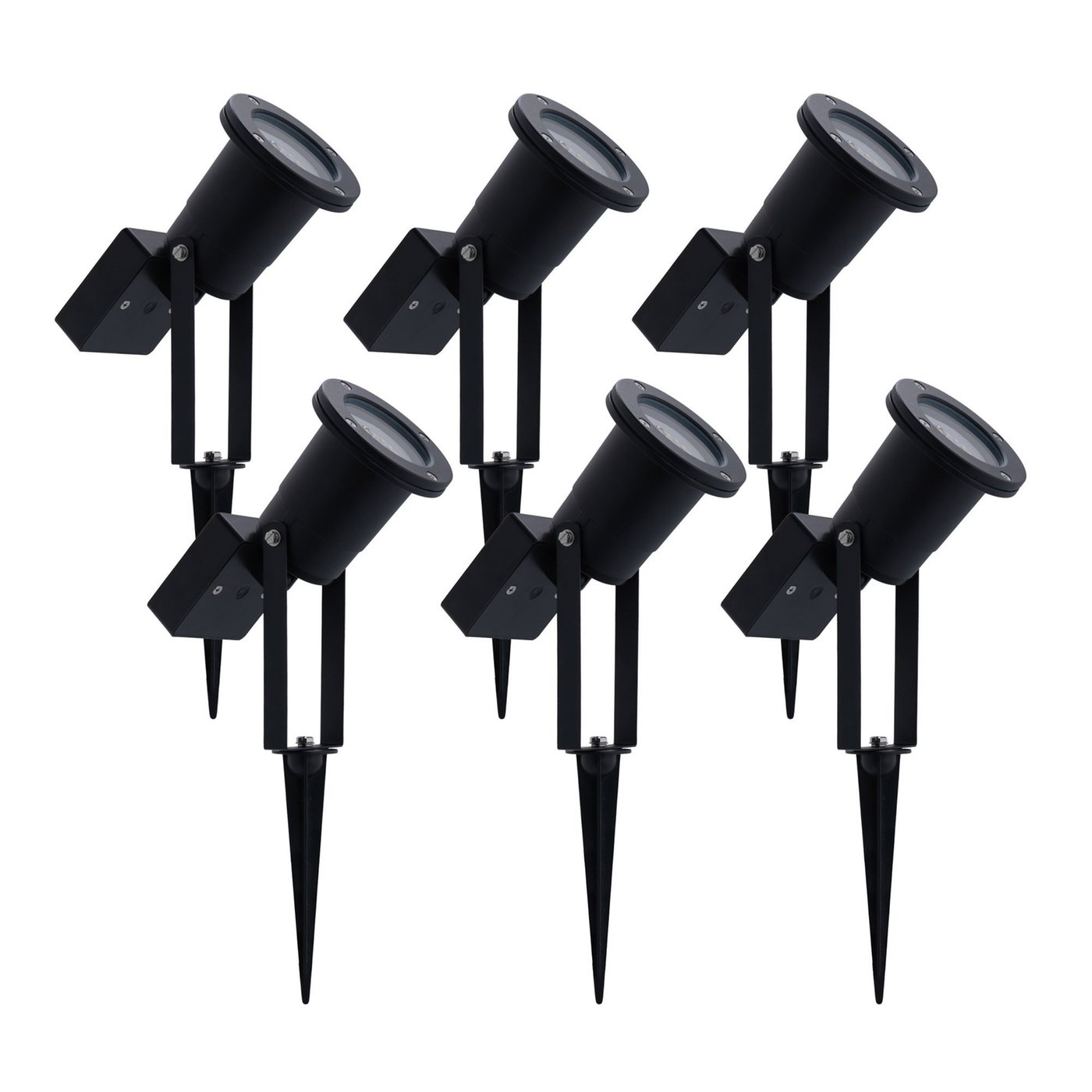 6x LED Solar Prikspot - Zwart - IP65 