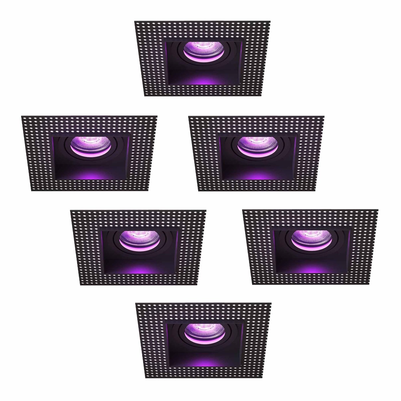 LED Einbaustrahler Dimmbar - Randlos - Schwarz - 4.9W - RGB+CCT - 345 Lumen - 130x130mm - 6 pack