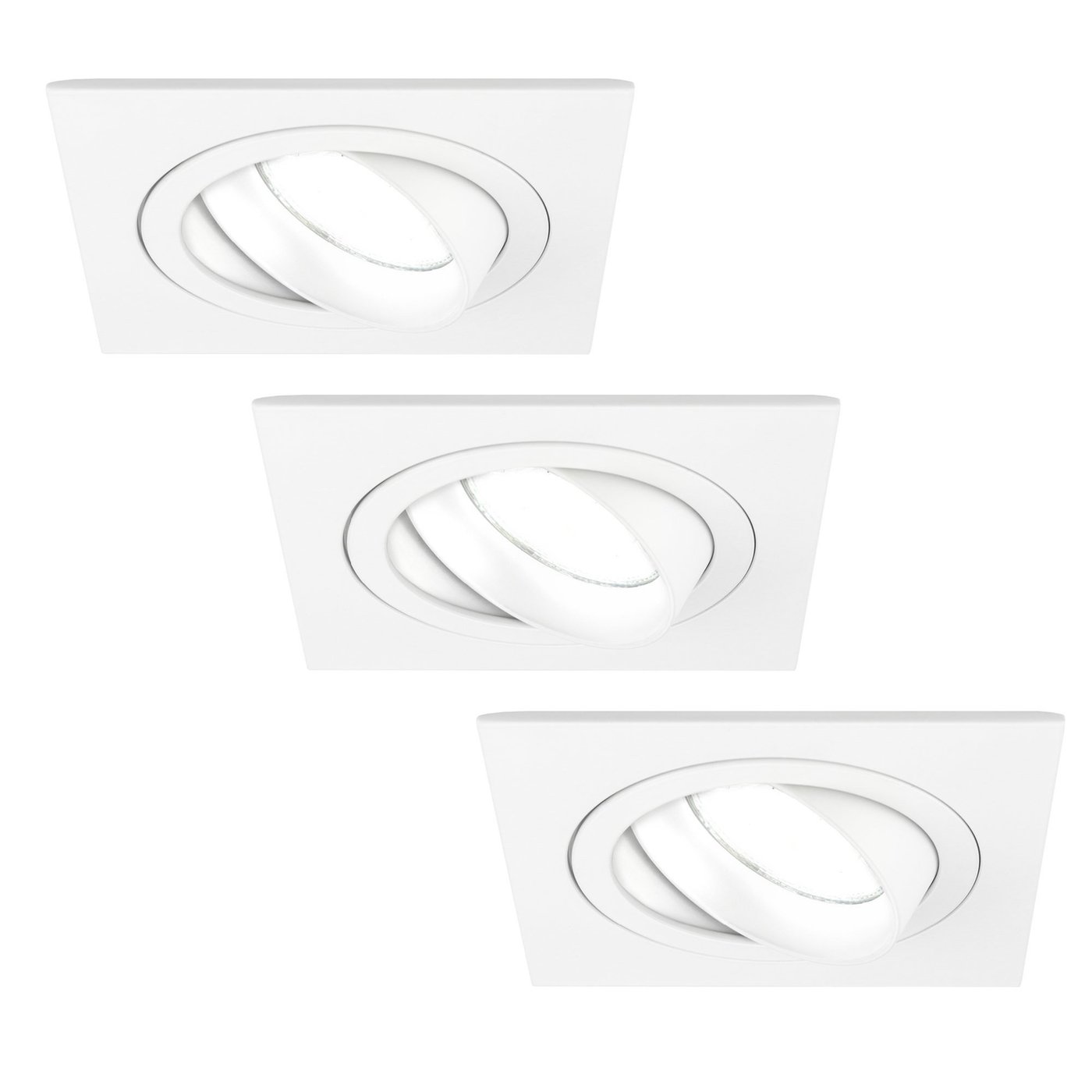 Dimmbare LED Einbaustrahler Weiß - Sevilla - 3W - 6500K - 92mm - Quadrat - 3 Pack