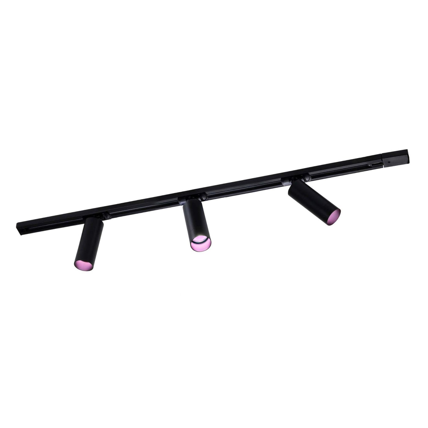 1m Illuminazione a Binario LED Intelligente - 3 Faretti GU10 - 4.9W - RGB+CCT - Dimmerabile - Binario Monofase - Nero