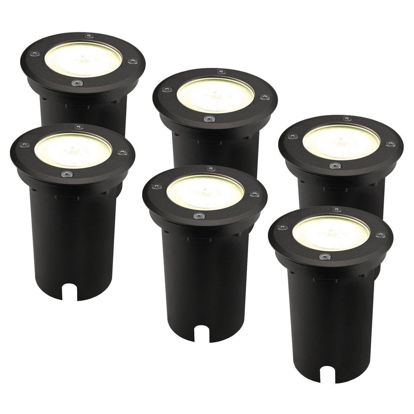 6x Zewnętrzny Lampy Najazdowe LED - Kwadratowy - Czarny - IP67 - 3W - 4000K - Kabel zasilający 1 metr