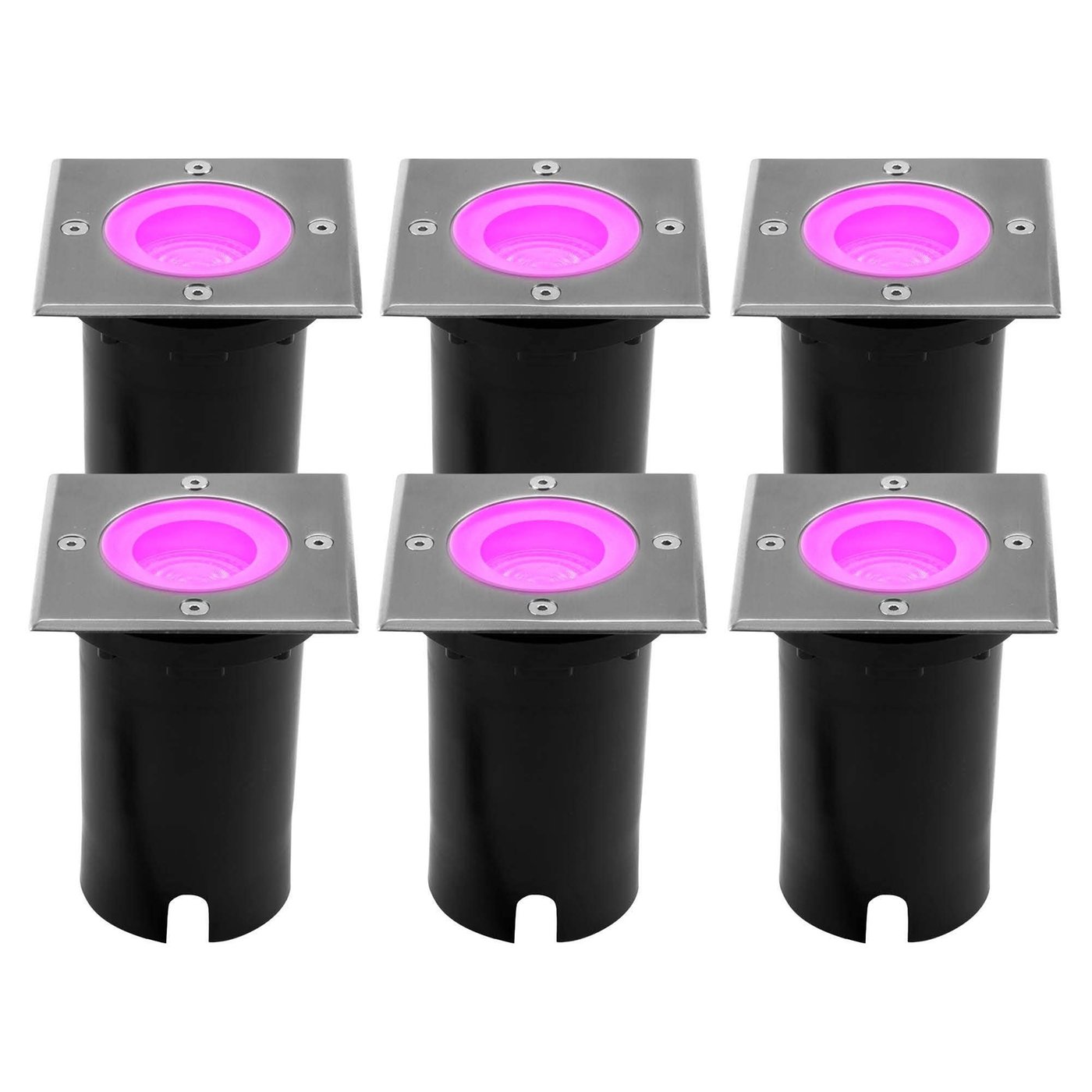 6x Smart LED Bodeneinbaustrahler Quadrat - IP67 - 4.9W - RGB+CCT - 1m Kabel