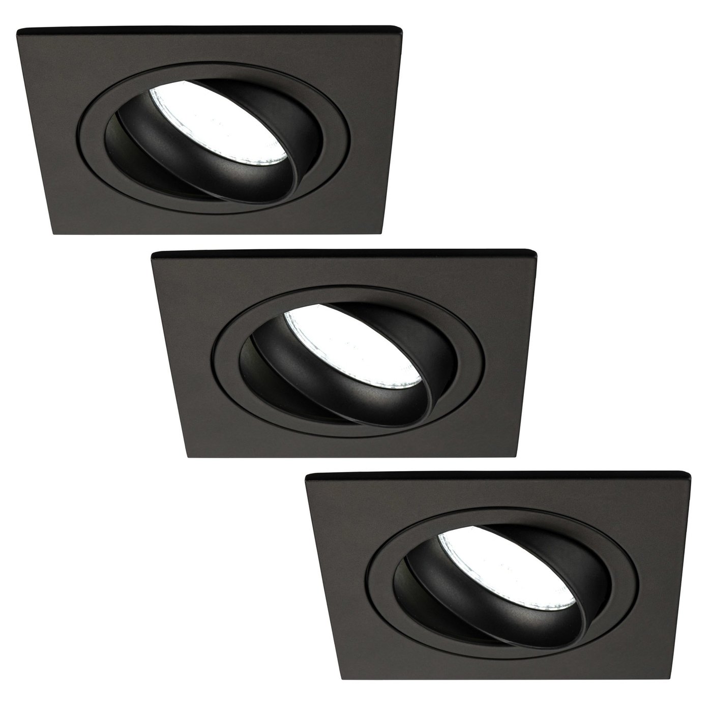 Dimbare LED inbouwspot Zwart - Sevilla - 3W - 6500K - 92mm - Vierkant - 3 pack