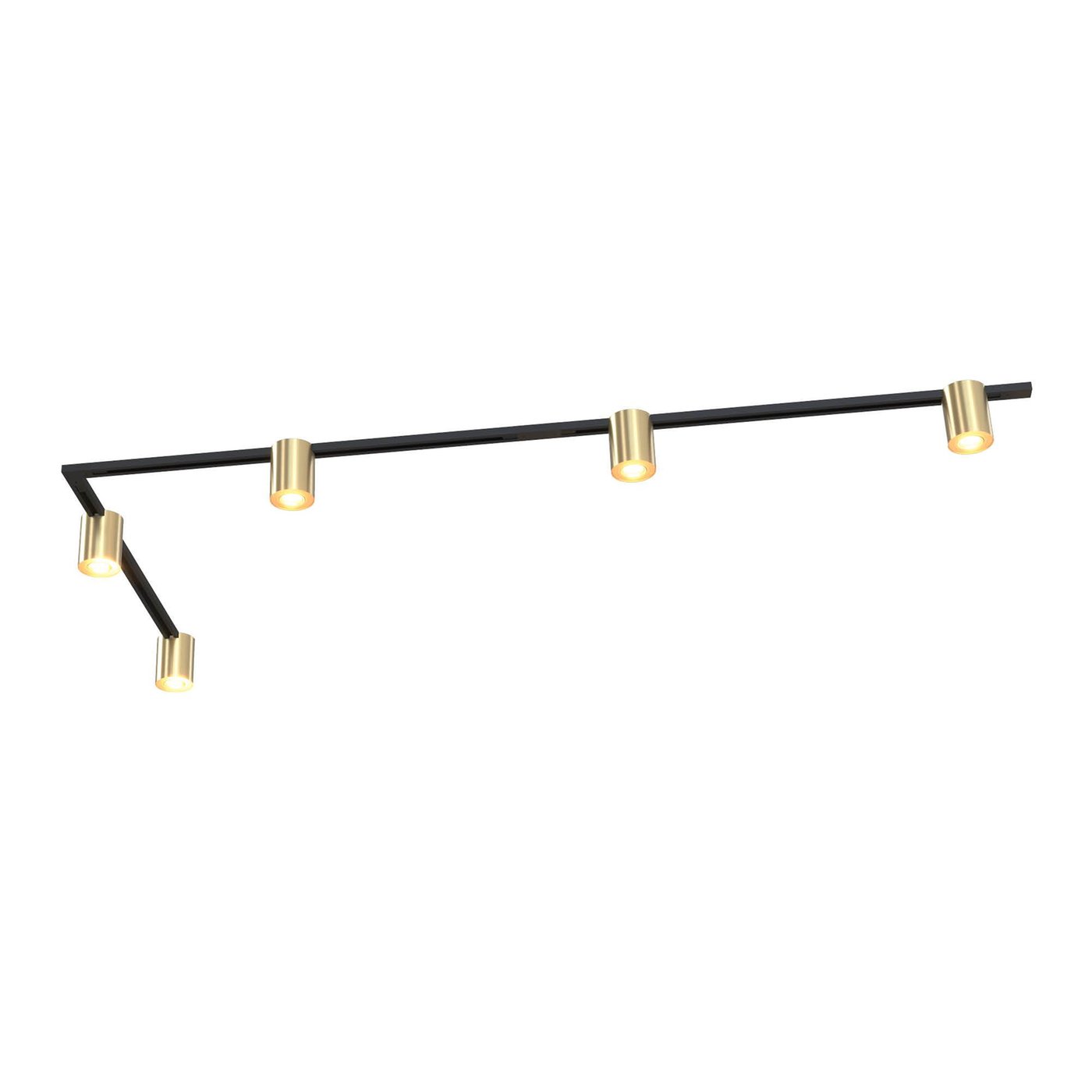 Sistema de Iluminación LED de Carril 3m – 5 Focos de Superficie – Regulable – Sistema de Carril Monofásico – Dorado