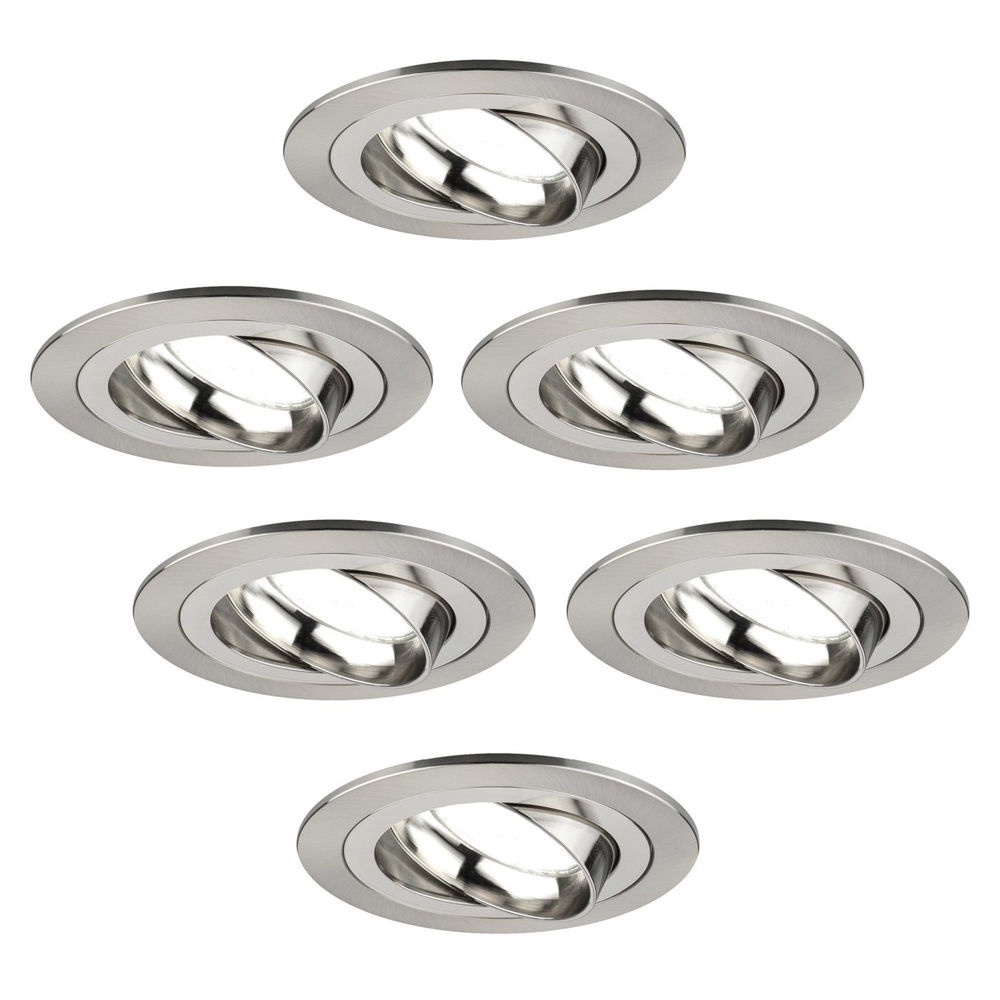 6x Lampy Wpuszczane w Sufit - Stal Nierdzewna - Tokio - ściemniane - 5W - 6500K - ø92mm