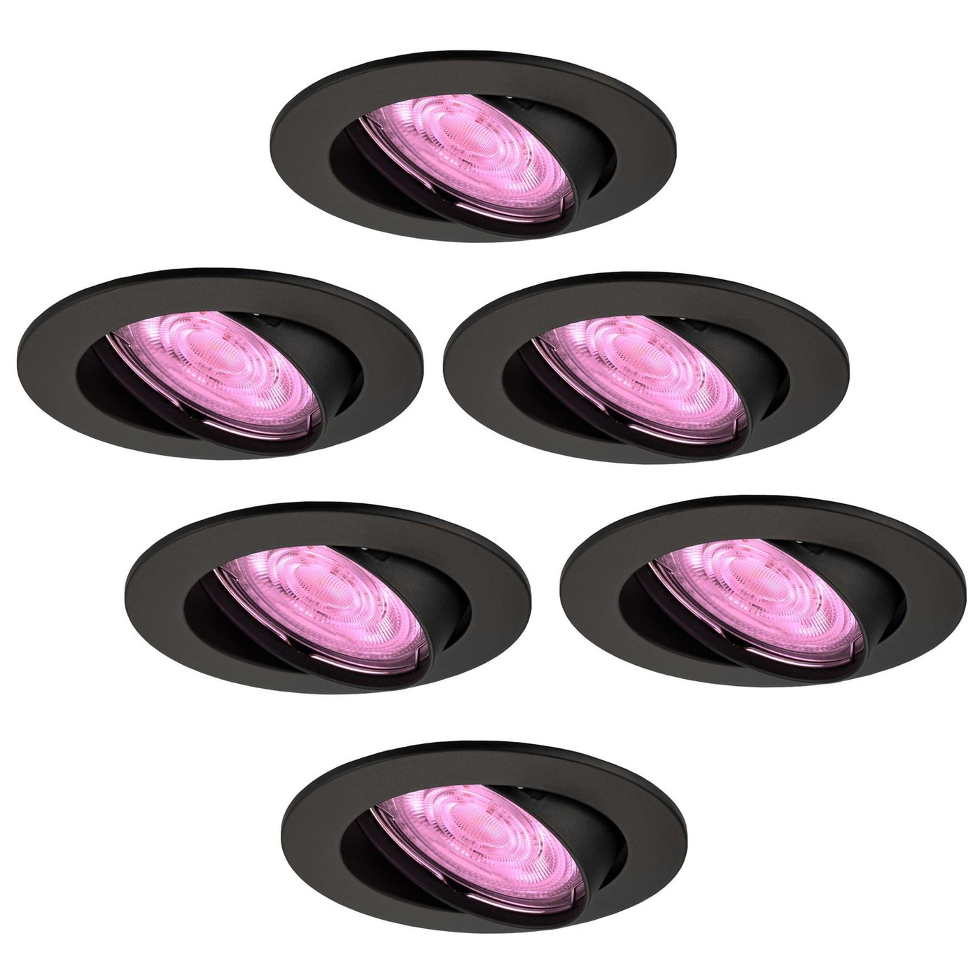 6x Lampy wpuszczane w sufit Czarne — inteligentne oświetlenie  — Amsterdam — Możliwość przyciemniania — RGBWW