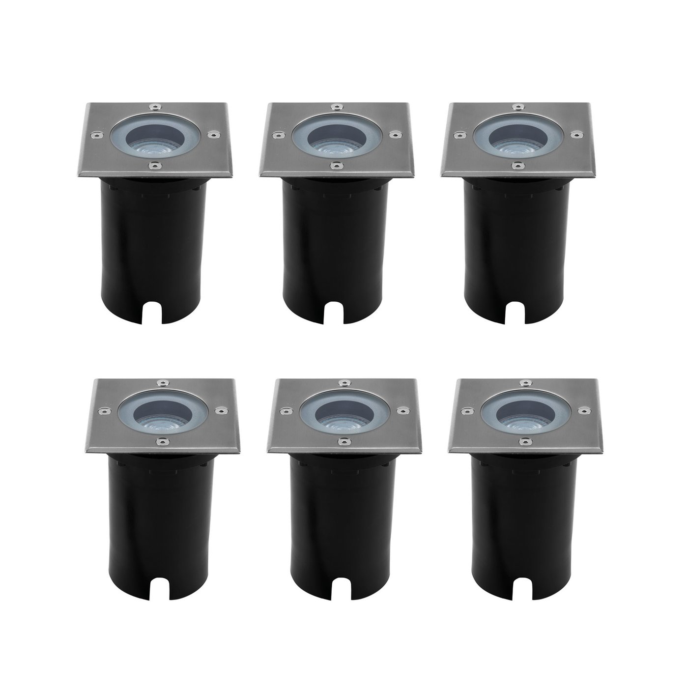6x Zewnętrzny Lampy Najazdowe LED - Kwadratowy - Czarny - IP67 - Gniazdo GU10 - Kabel zasilający 1 metr
