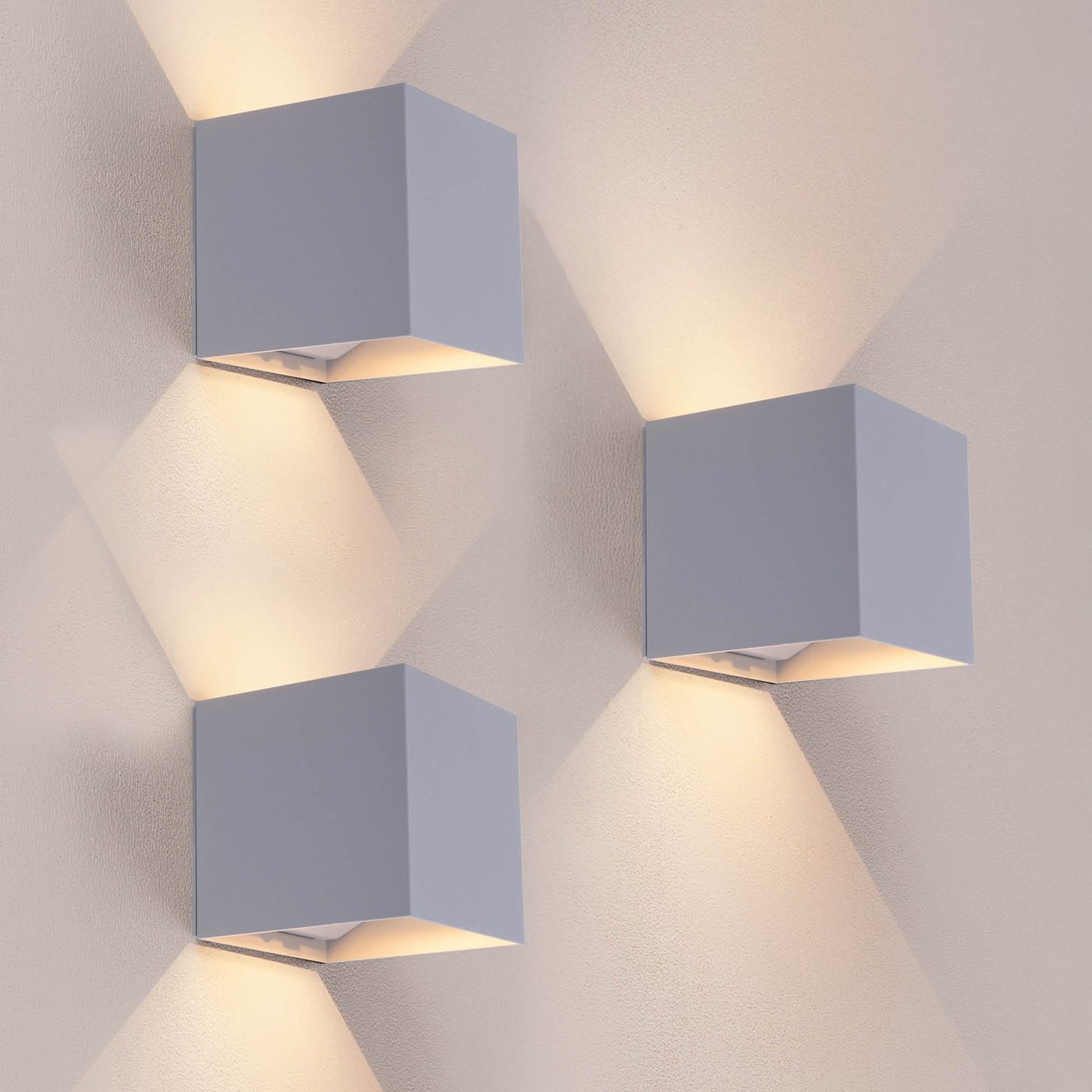 3x LED Wandleuchte USB Aufladbar Grau – Kabellos – 4400-mAh-Akku – Für den Innen- und Außenbereich geeignet