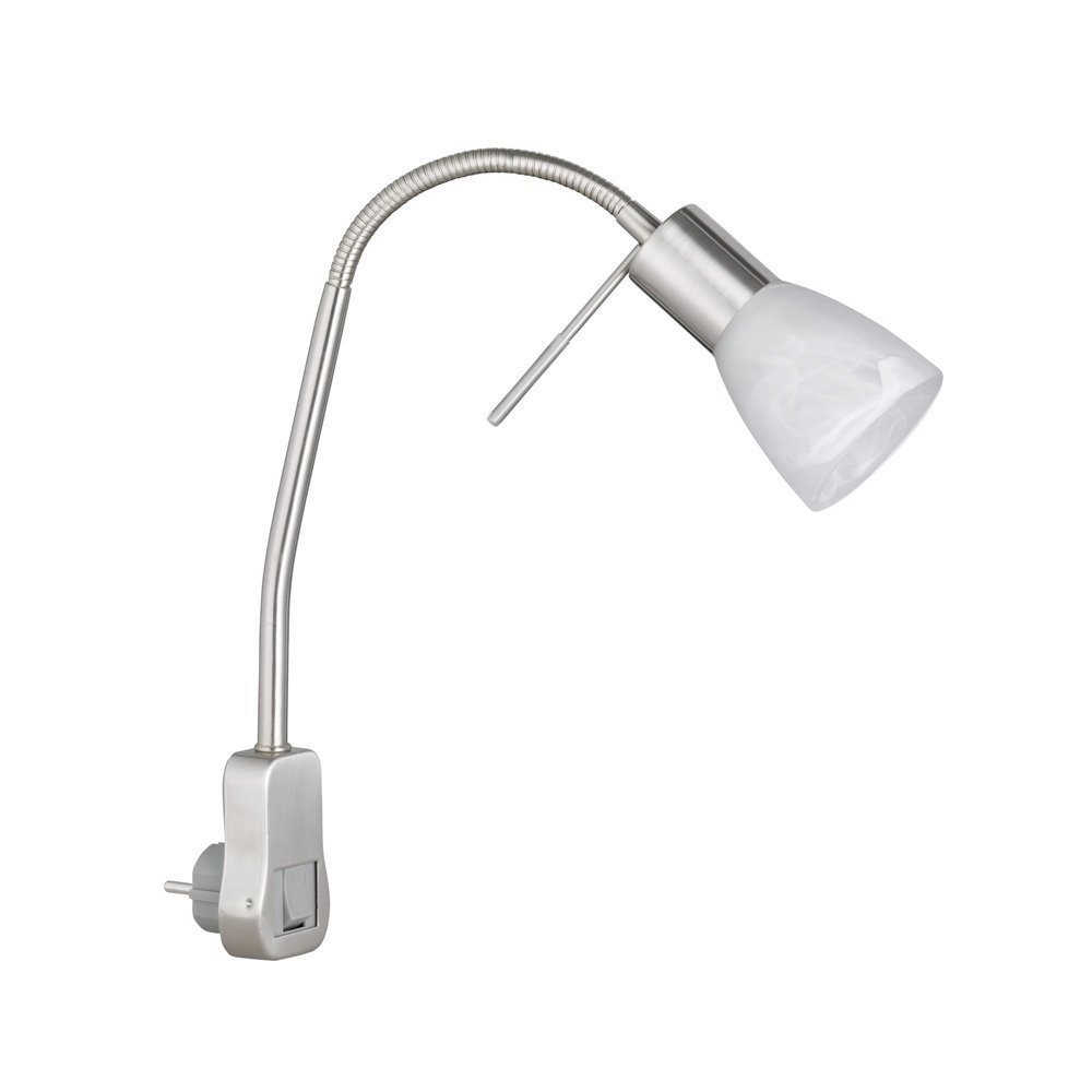 Lampa wtykowa z przełącznikiem - Levisto - Gniazdo E14 - 4.9W - 3000K - Matowy Nikiel