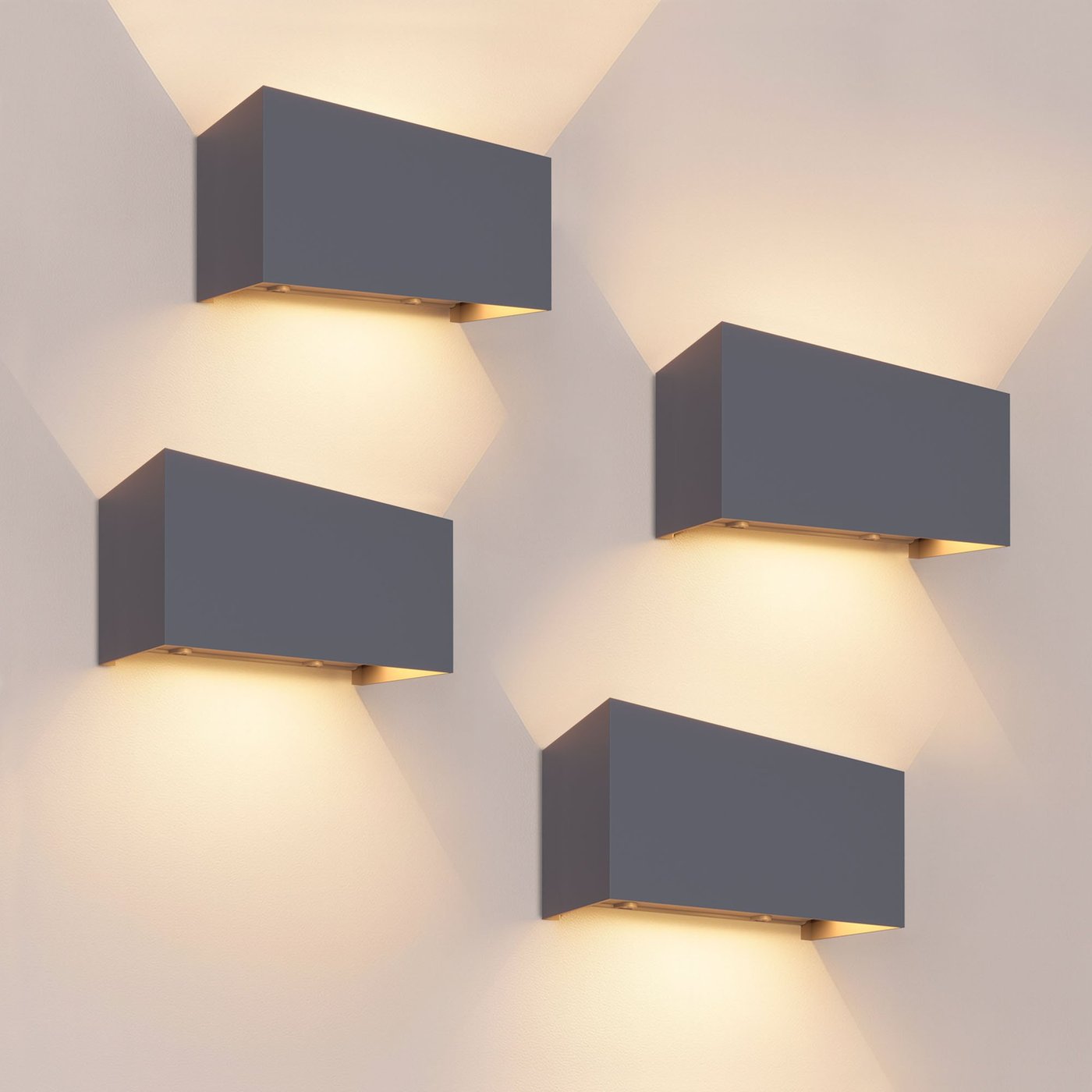4x LED Wandleuchte Außen - Beidseitig - 9.5W - 3000K - IP54 - Anthrazit - Für den Innen- und Außenbereich geeignet