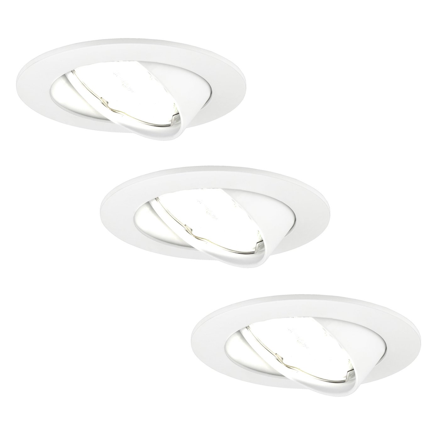 3x Lampy Wpuszczane w Sufit - Białe - Amsterdam - ściemniane - 5W - 6500K - ø82mm