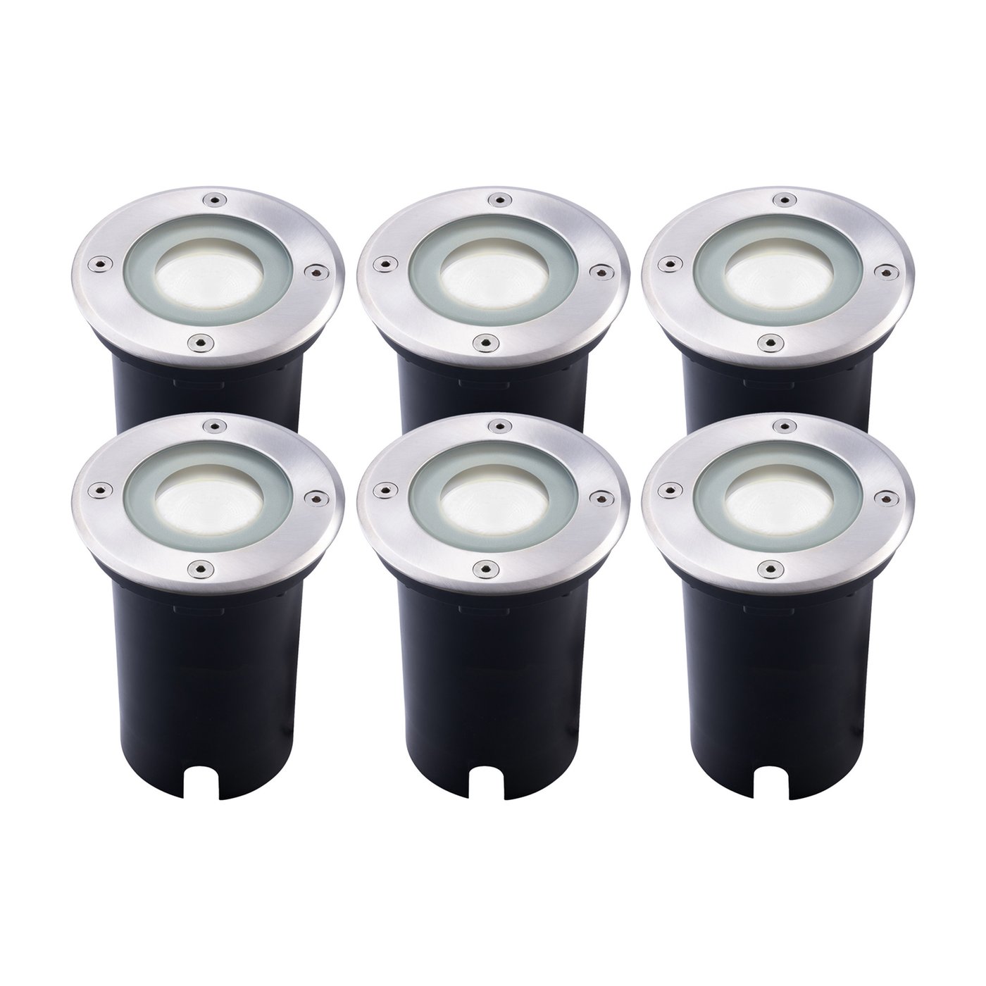 6x Zewnętrzny Lampy Najazdowe LED - Okrągły - Czarny - IP67 - 5W - 6500K - Kabel zasilający 1 metr