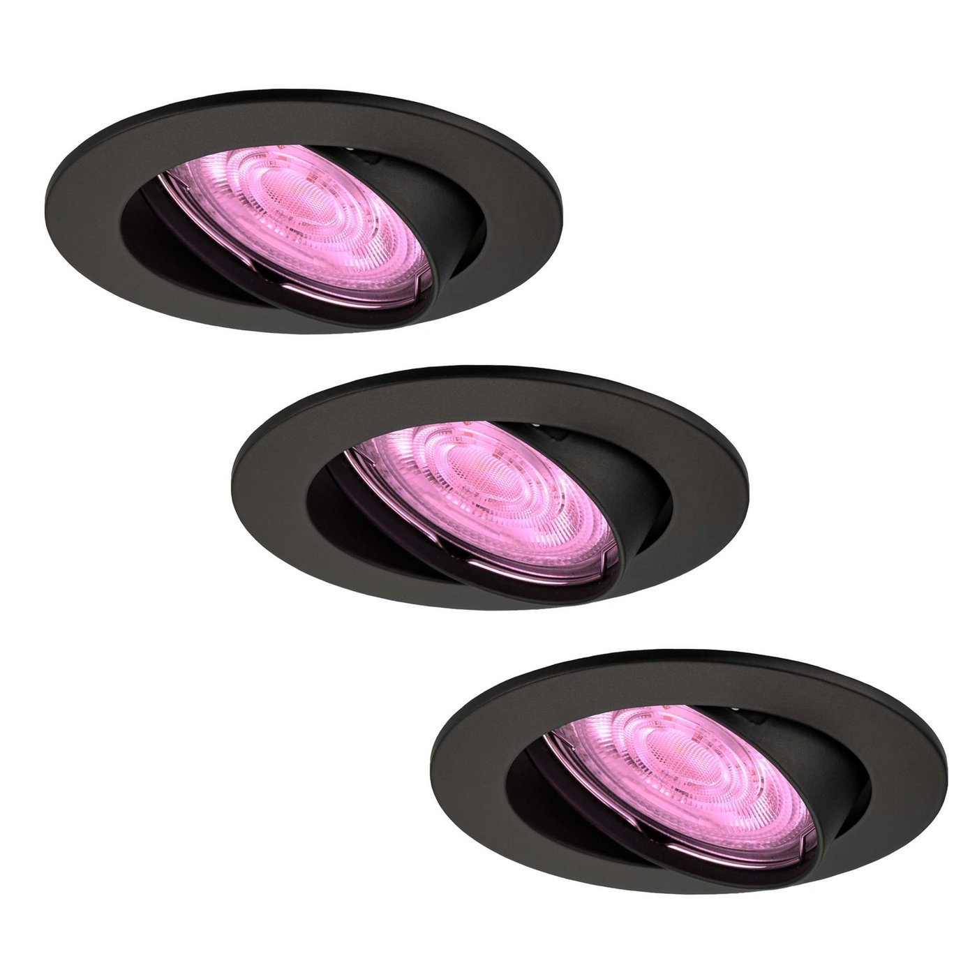 3x Lampy Wpuszczane w Sufit - inteligentne oświetlenie - Amsterdam - ściemniane - RGBWW - Czarne