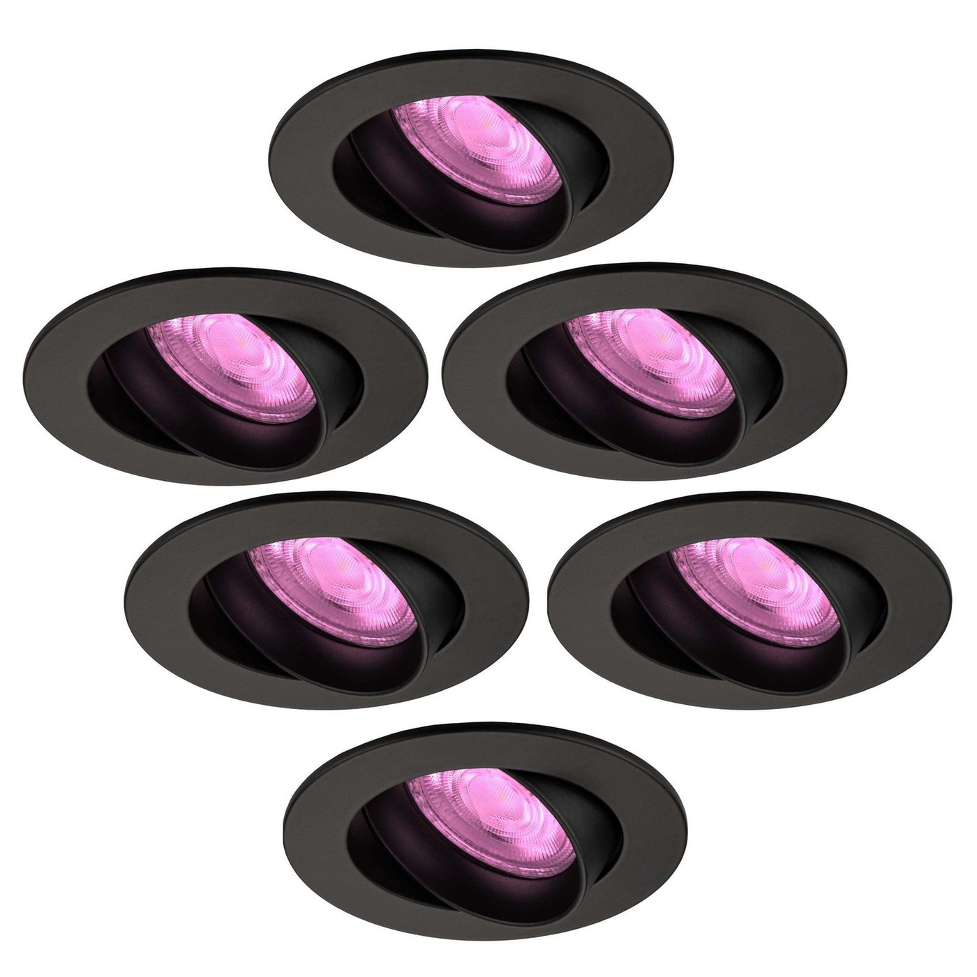 Smart LED inbouwspot Zwart - Rio - Smart WiFi - Dimbaar - RGB+CCT - 6 pack