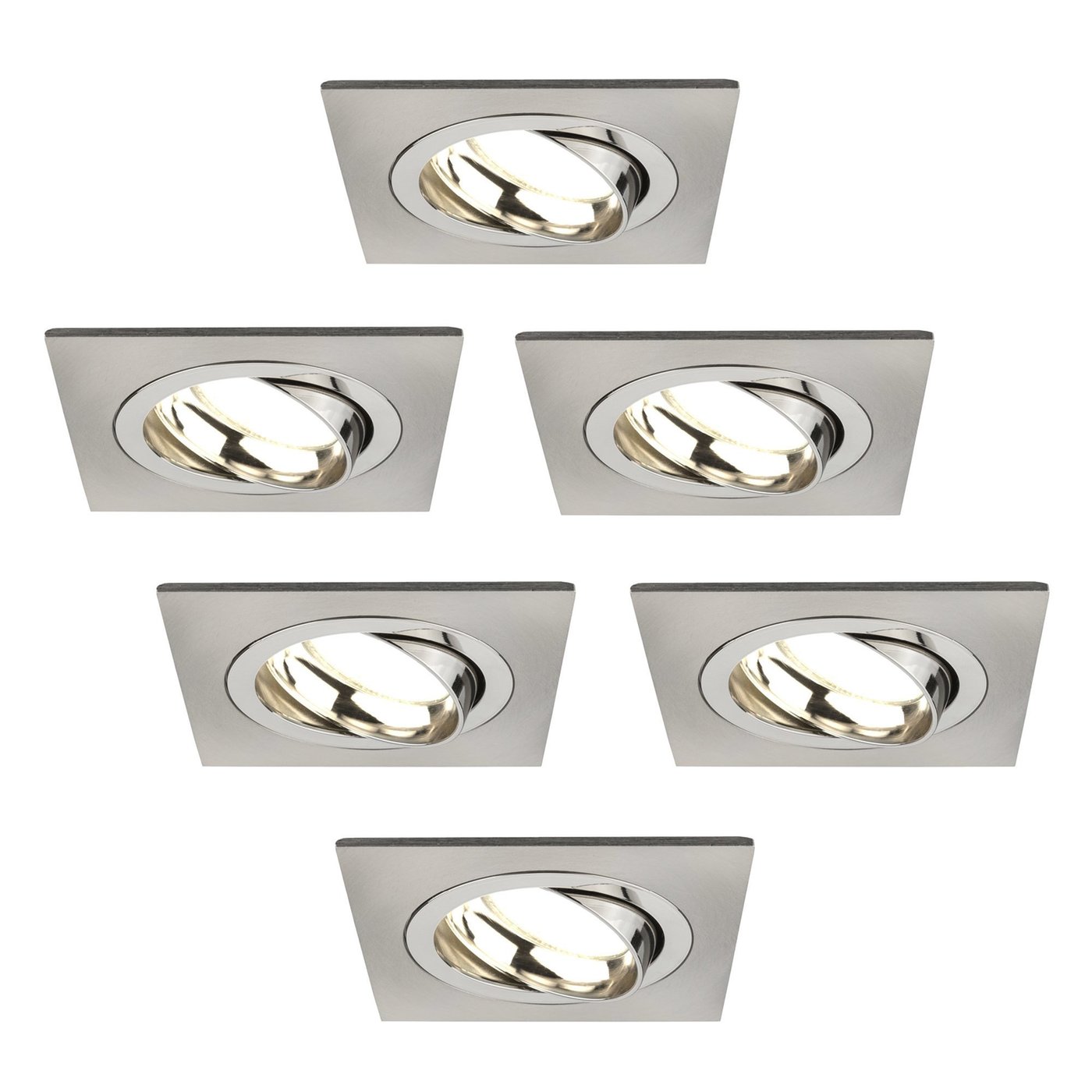 Dimmbare LED Einbaustrahler Edelstahl - Sevilla - 3W - 2700K - 92mm - Quadrat - 6 Pack