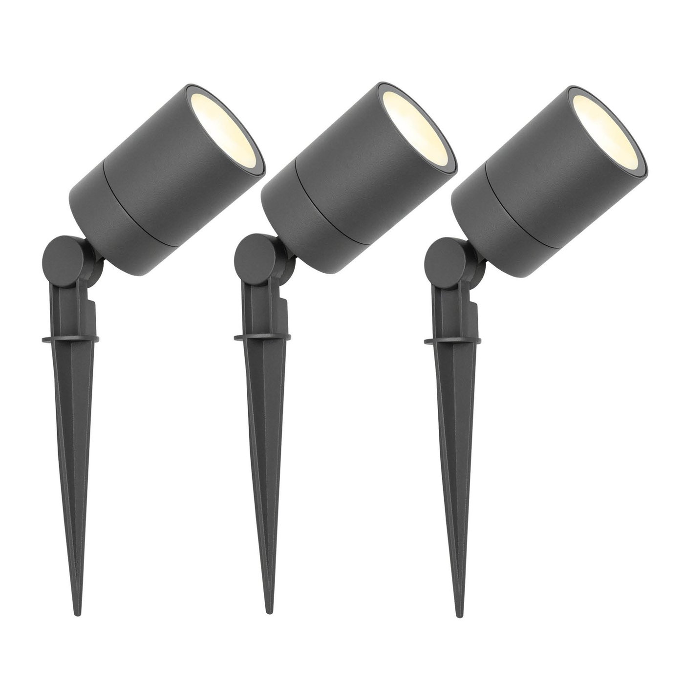3x LED Gartenstrahler - IP65 - 3W - 2700K - 1M Kabel - Anthrazit
