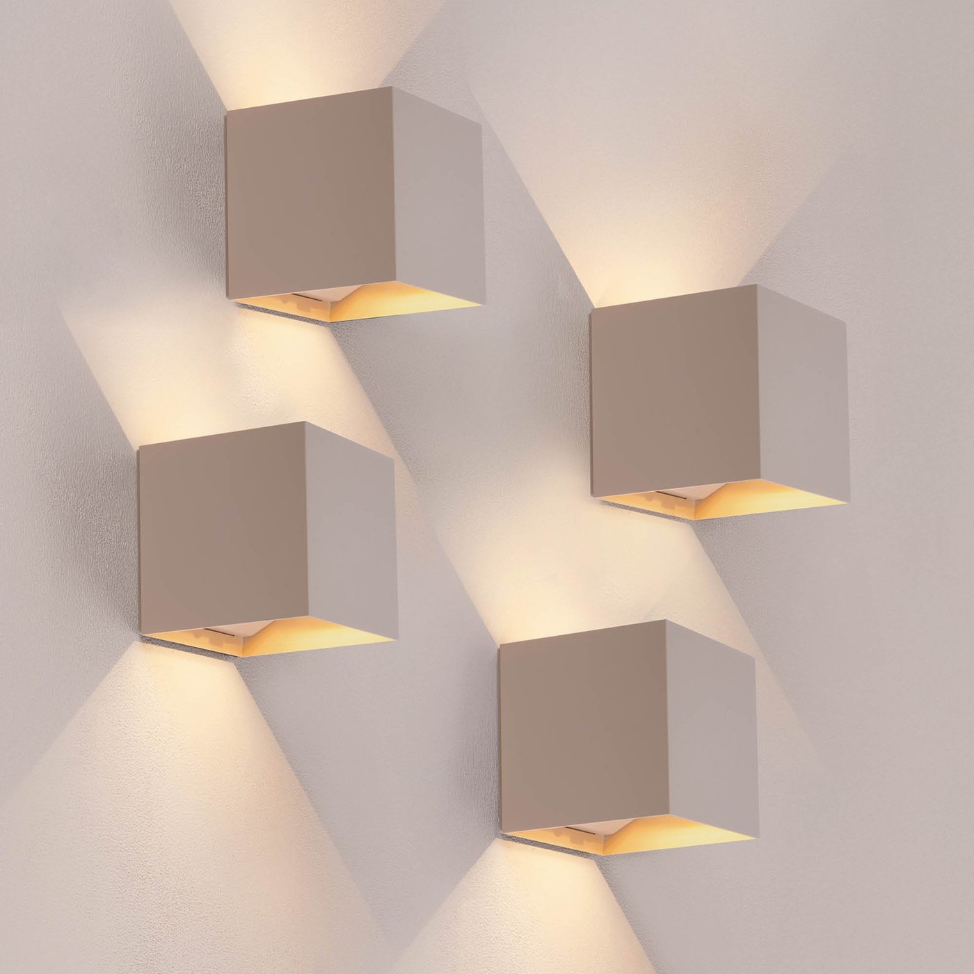 4x LED Wandleuchte USB Aufladbar mit Sensor - Beige – Kabellos – 4400 mAh Akku – Für den Innen- und Außenbereich geeignet