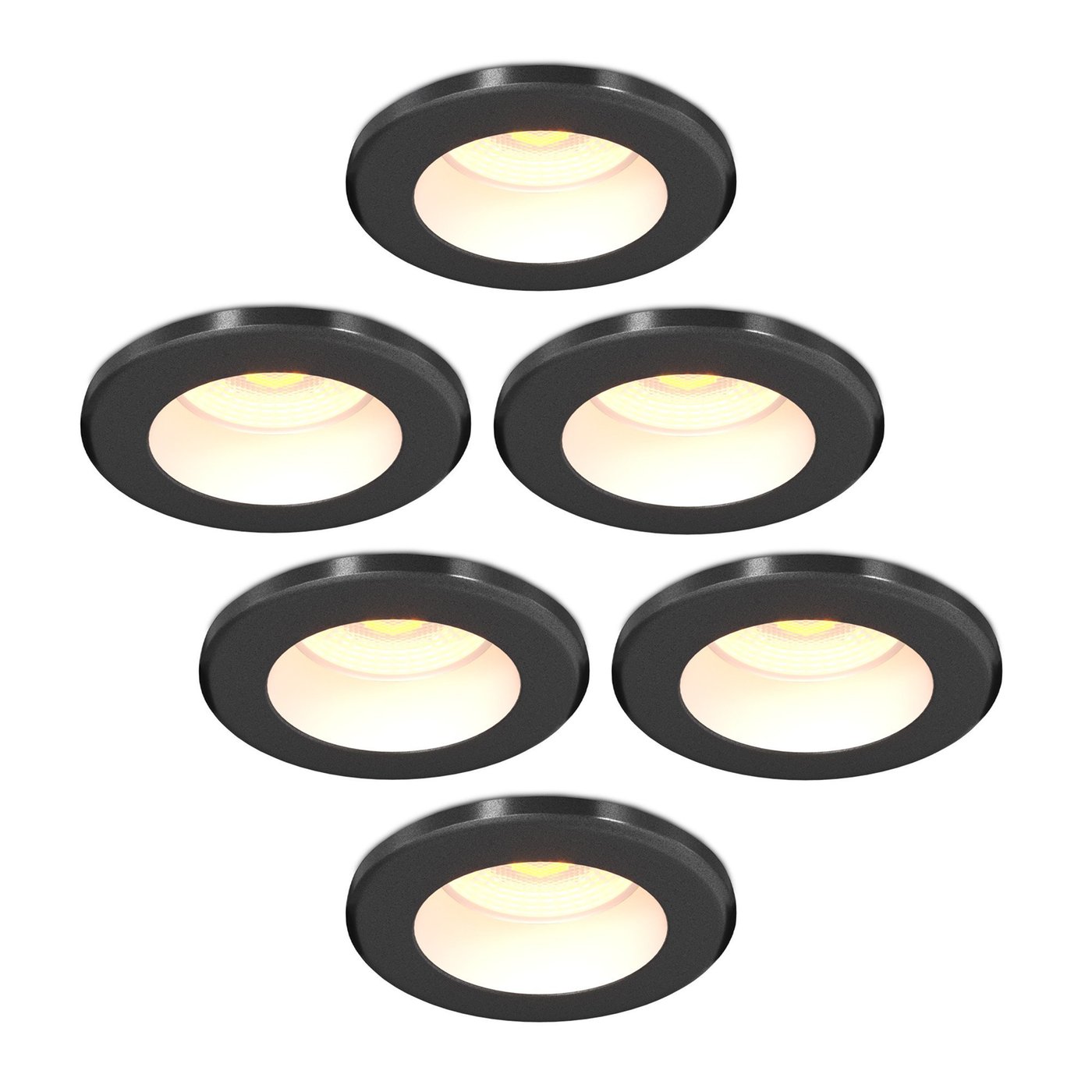 6x Mini Foco Empotrable LED Regulables Negro - IP65 - 4W - CCT - Ø55 mm - 5 años de garantía - Para el baño