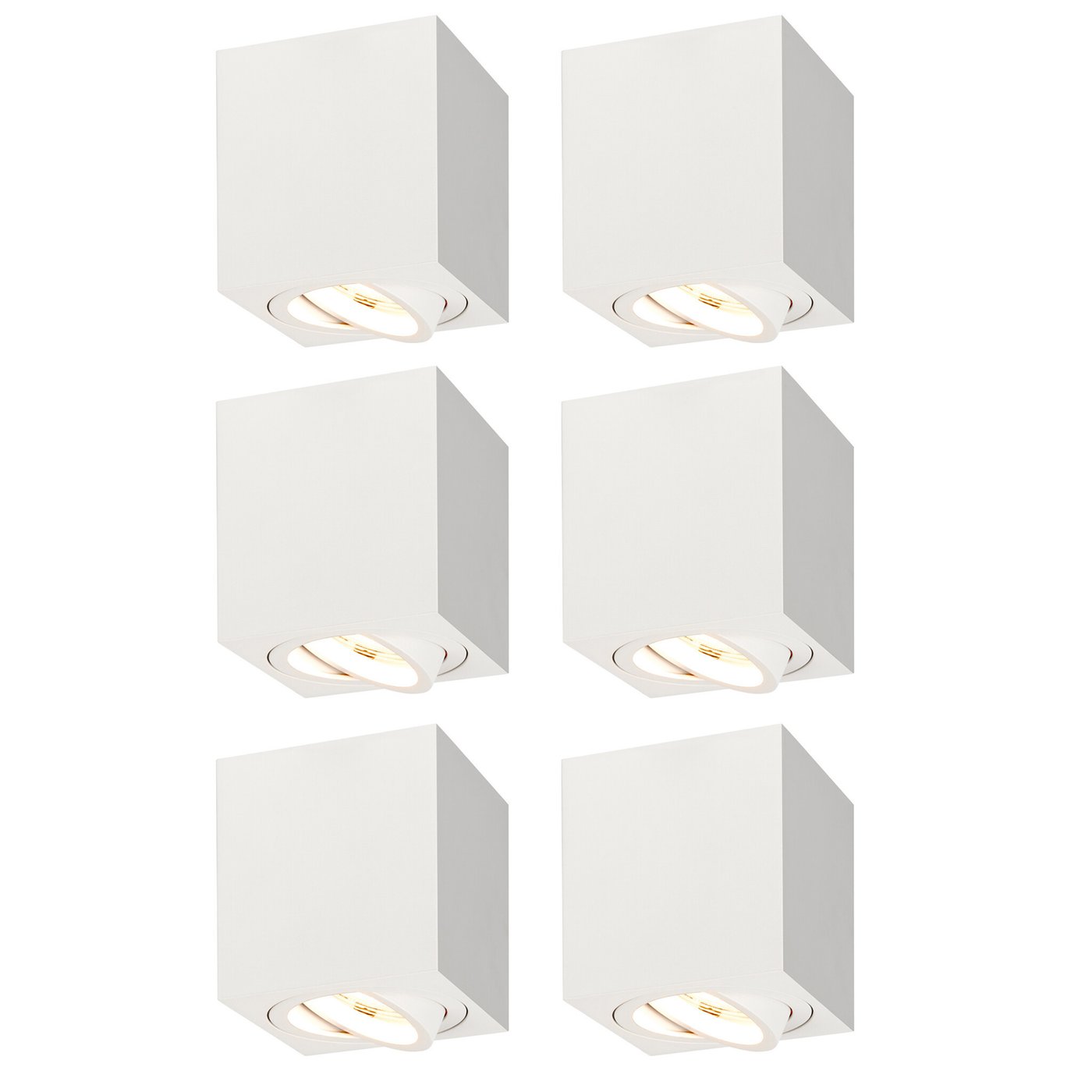 6x Oprawa Sufitowe Natynkowe LED - Kwadratowy - Biały - ściemniane - 3W - 2700K
