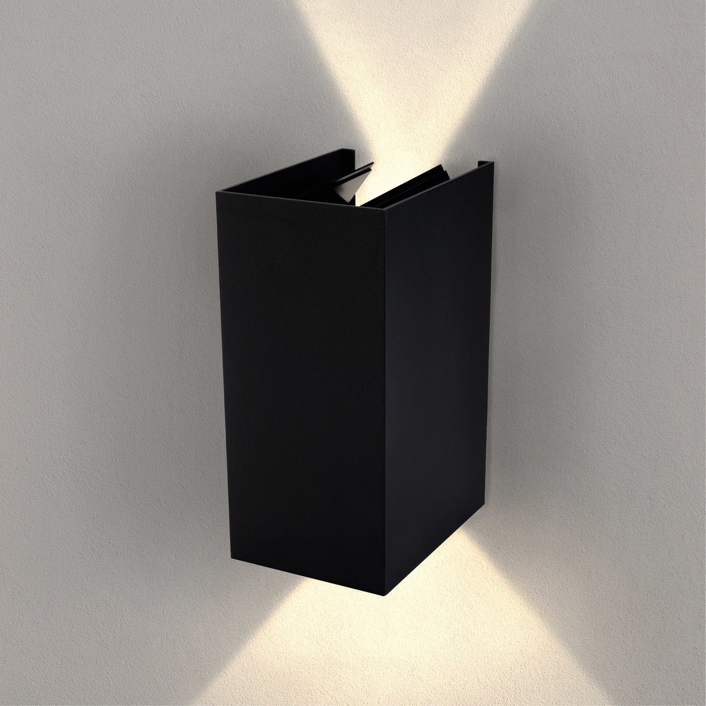 Zewnętrzny Kinkiet Ścienny LED - góra-dół - Kostka - Czarny - 3000K - 9W - IP54 - wbudowany LED