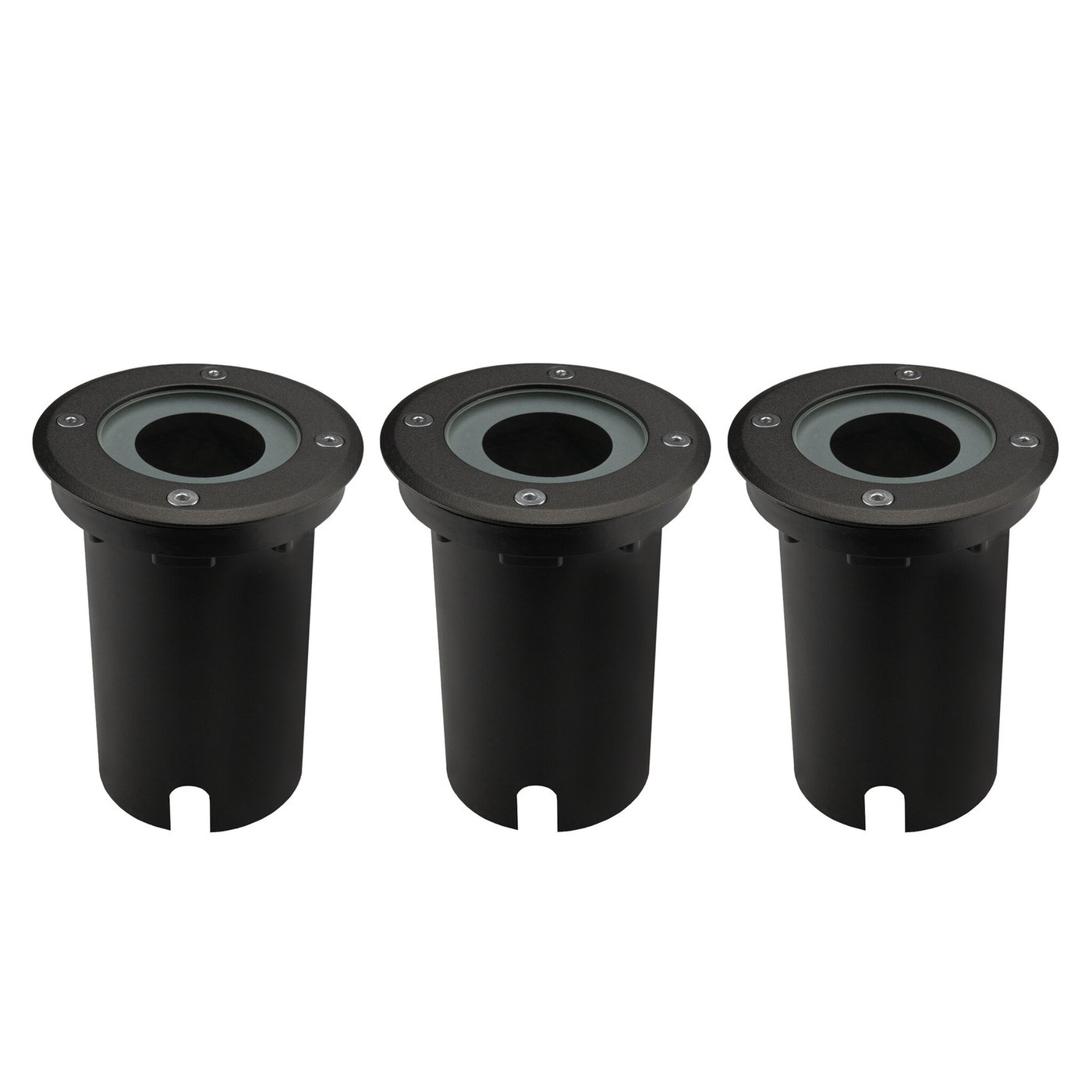 3x Zewnętrzny Lampy Najazdowe LED - Kwadratowy - Czarny - IP67 - Gniazdo GU10 - Kabel zasilający 1 metr