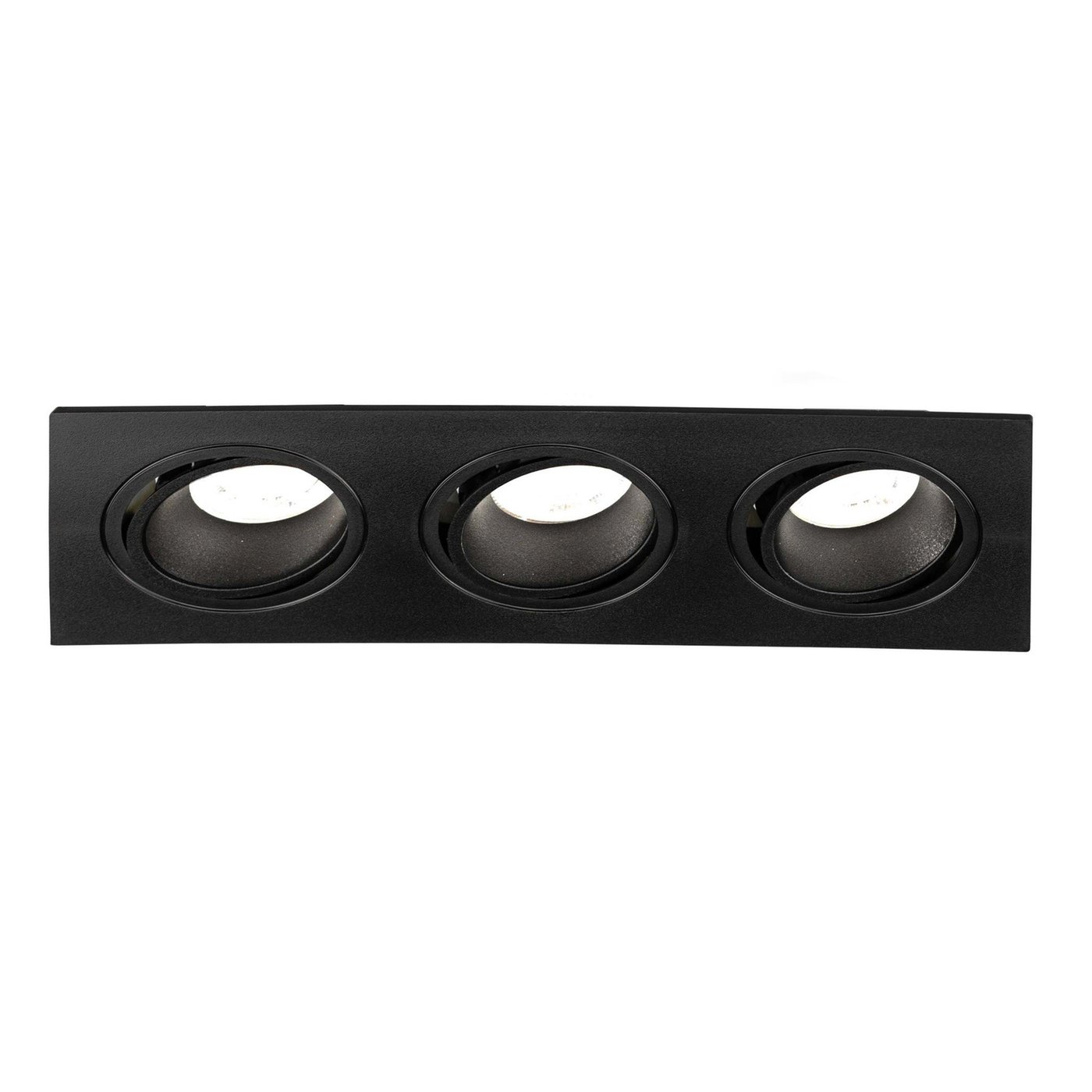 Dimmbarer LED Einbaustrahler Dreifach - Rechteck - 3W - 6500K - Schwarz