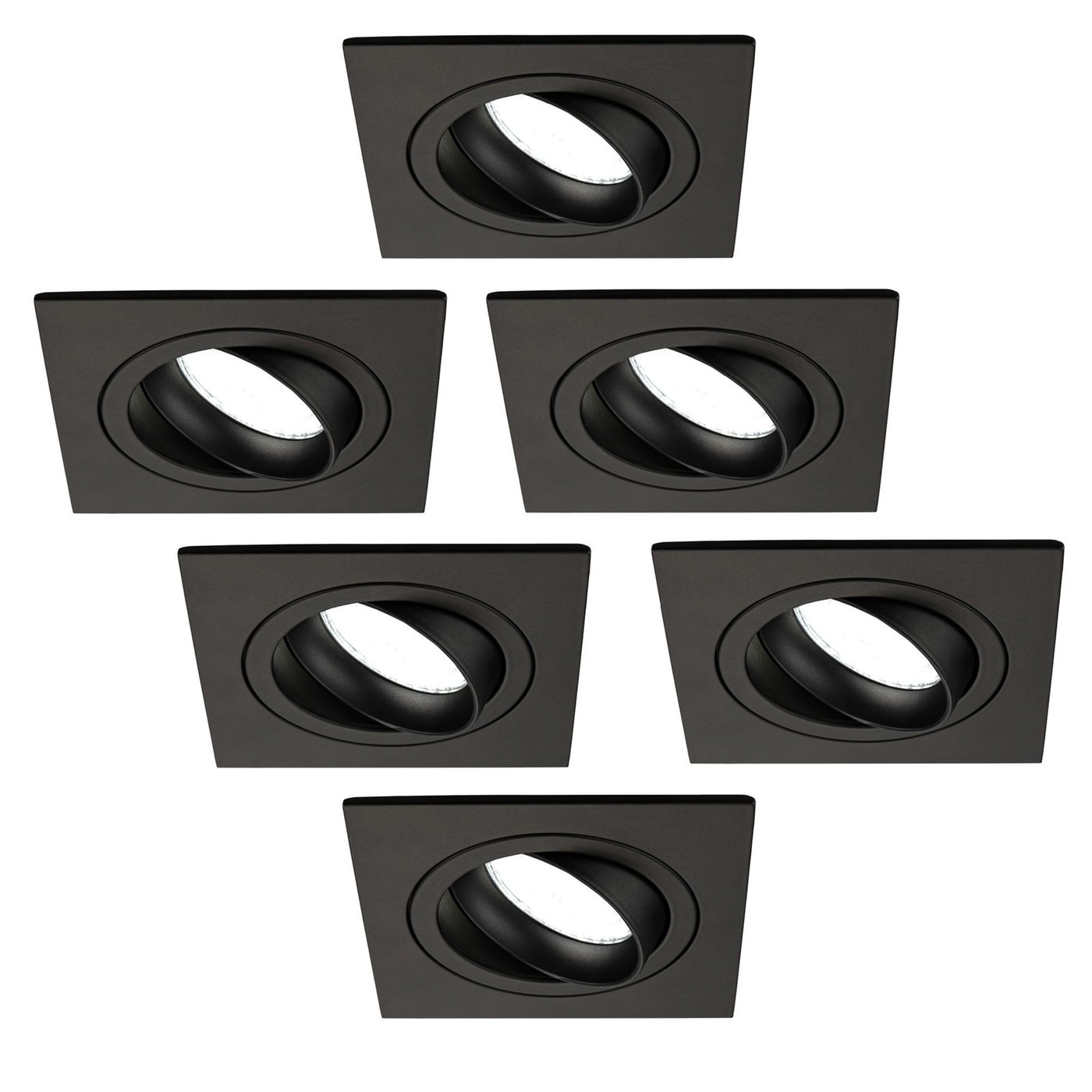 Focos Empotrables LED Regulables Negro - Sevilla - 3W - 6500K - 92mm - Cuadrado - 6 Pack