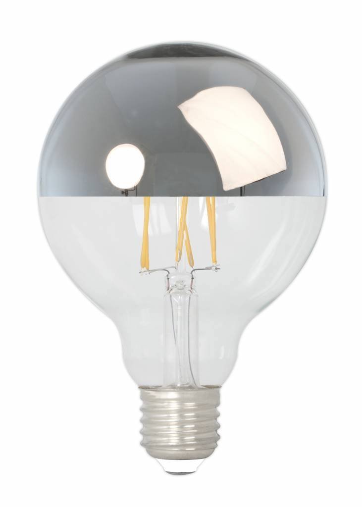 Calex Globe Ampoule LED Chaude - E27 - 250 Lm -  Argent - Lampe Vintage