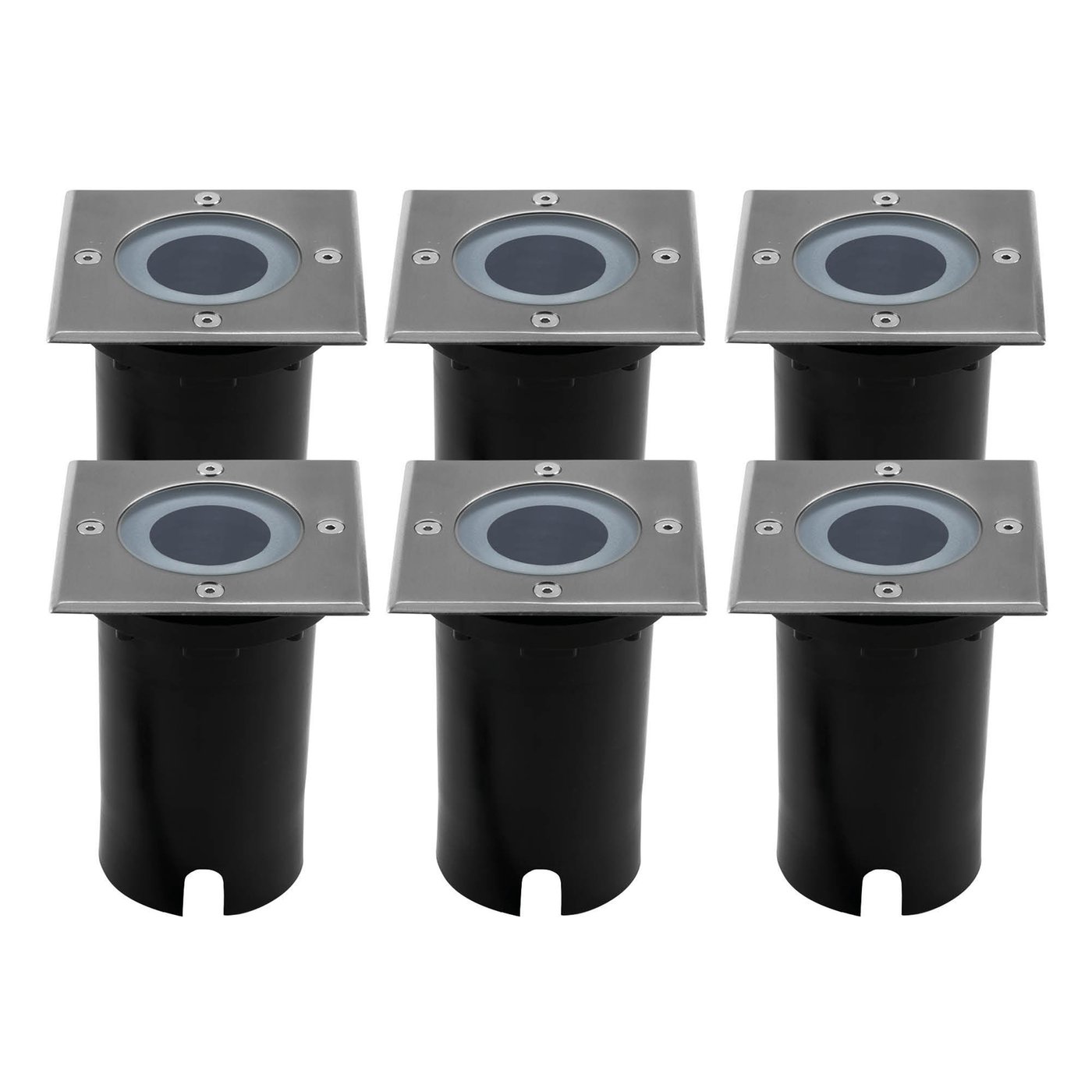 6x IP67 LED Bodeneinbaustrahler Quadrat - GU10