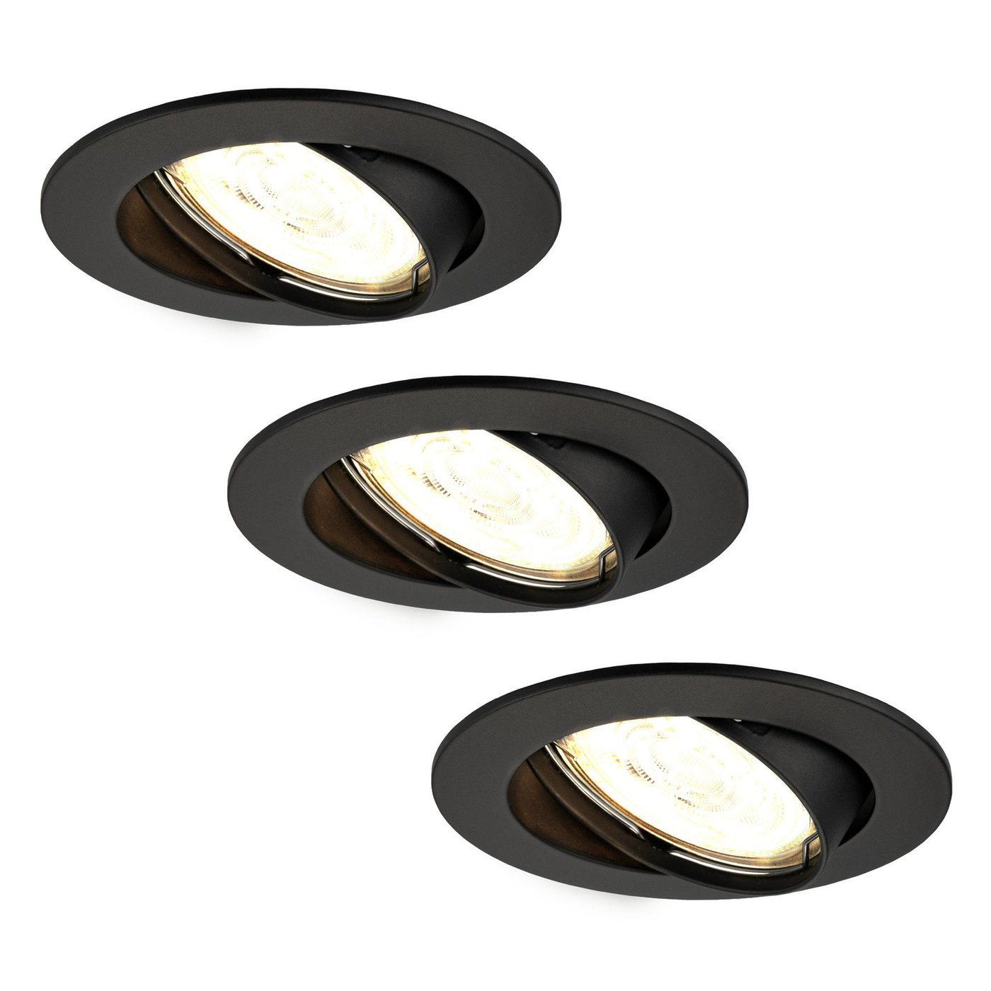 Dimmbare LED Einbaustrahler Schwarz - Amsterdam - 3W - 2700K - ø82mm - 3 Pack