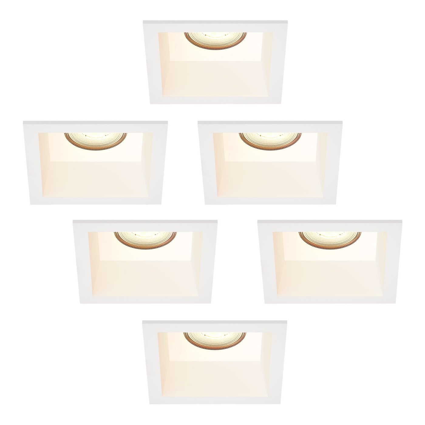 LED Einbaustrahler Dimmbar - Weiß - Quadrat - 3W - 2700K - 345 Lumen - 85x85mm - 6 pack