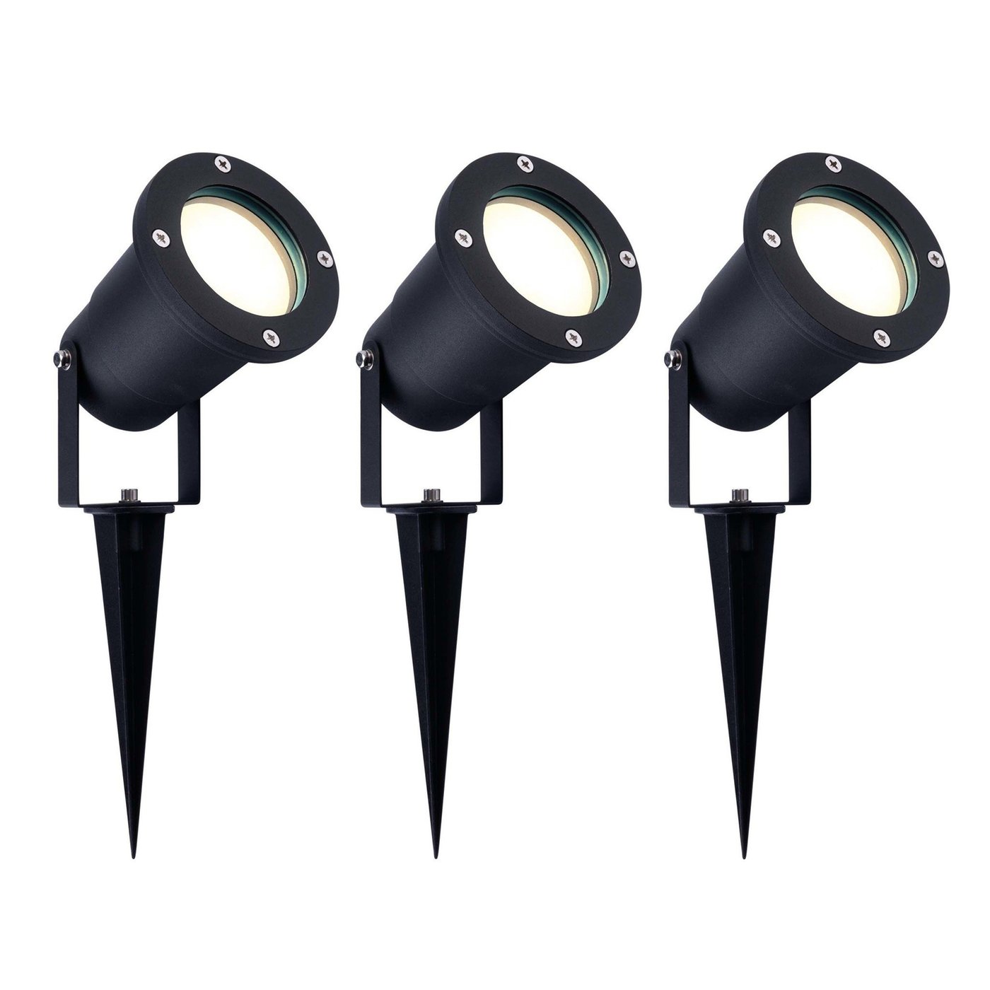 3x LED Gartenstrahler Aluminium - IP65 - 3W - 4000K -  1M Kabel