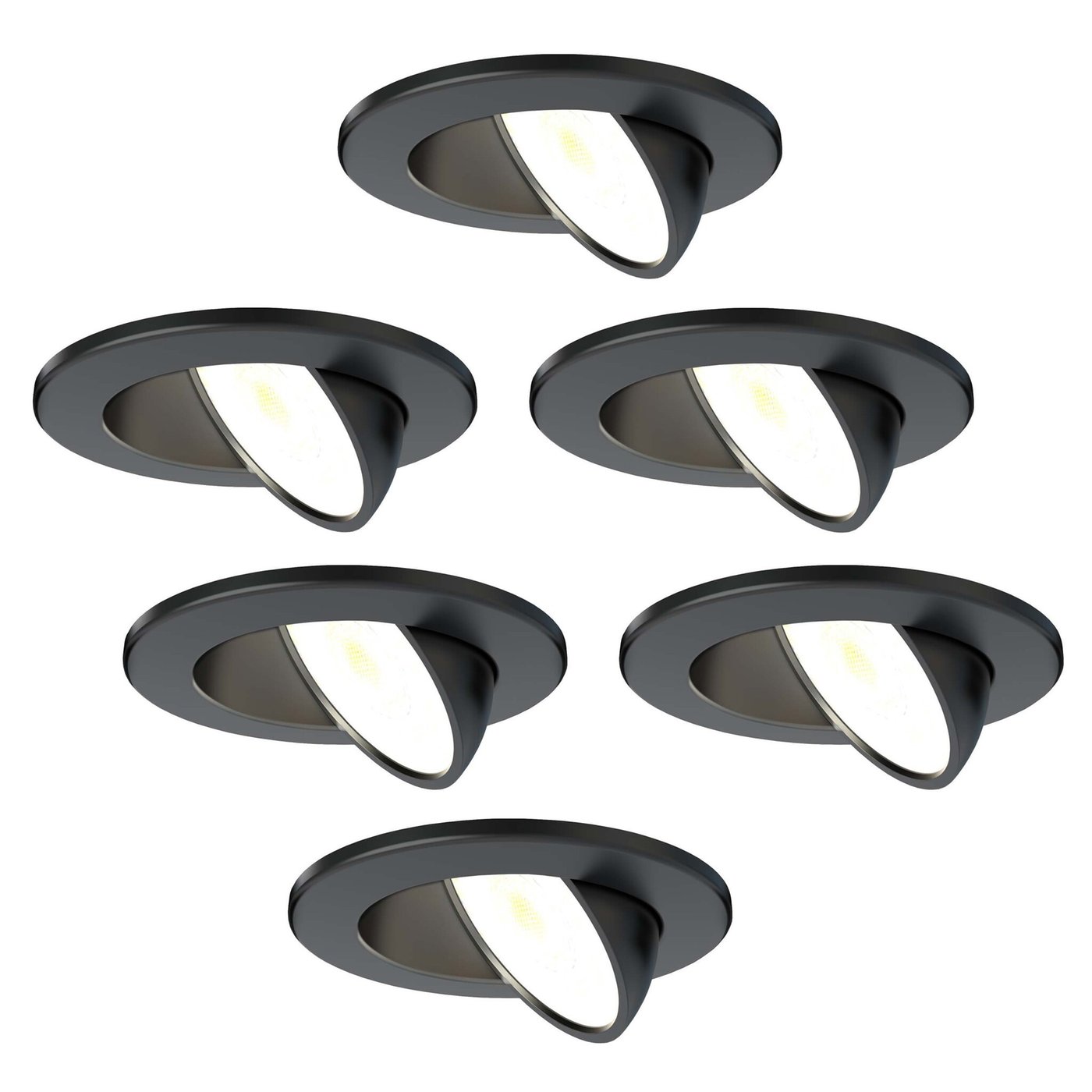 6x Lampy Wpuszczane w Sufit - ściemniane - IP65 - 5W - CCT - Czarny - ø74mm - 5 lat gwarancji - Do łazienki