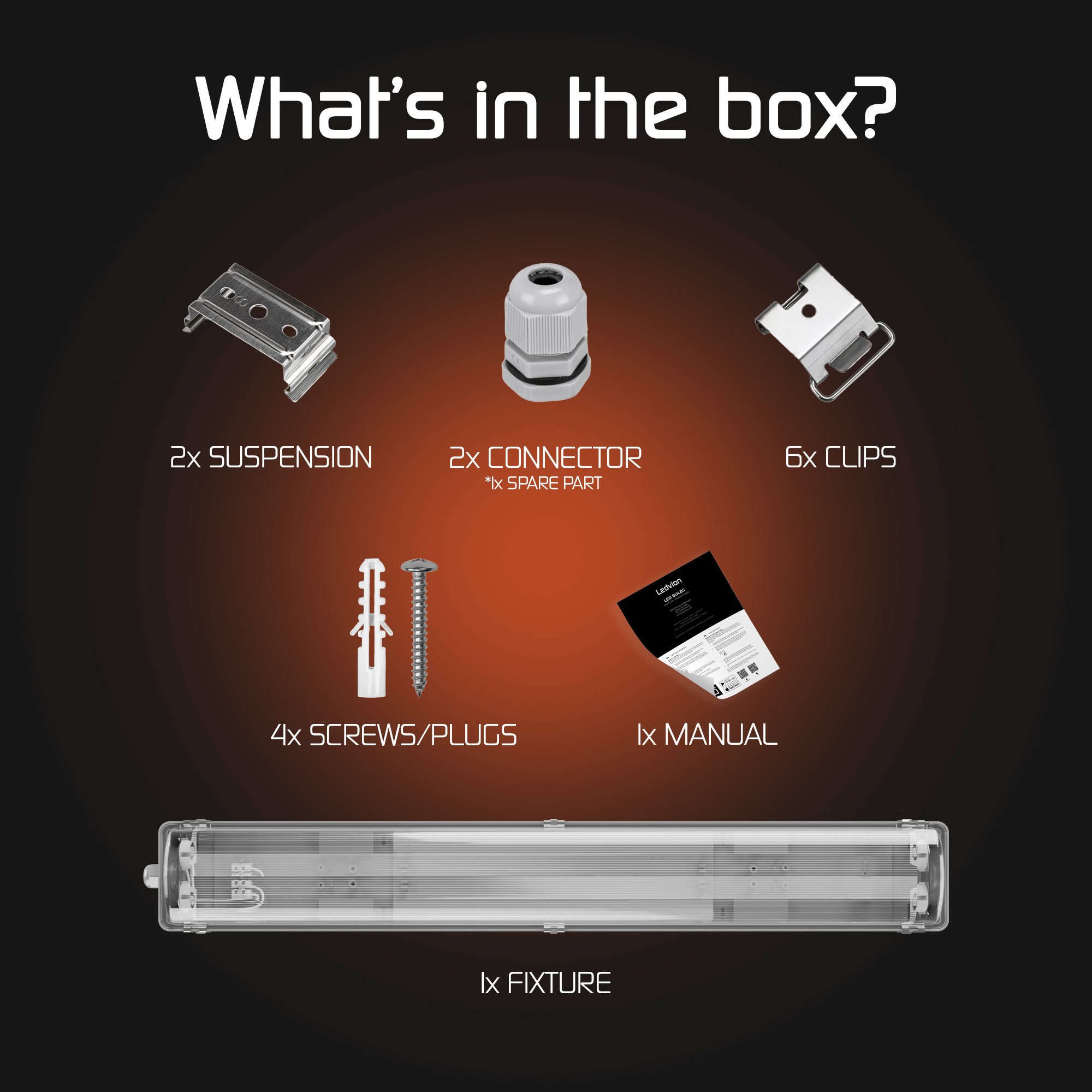 2 Armature LED 60cm IP65 - Acciaio Inox, Antipolvere, Per Interni Ed Esterni - Foto 3