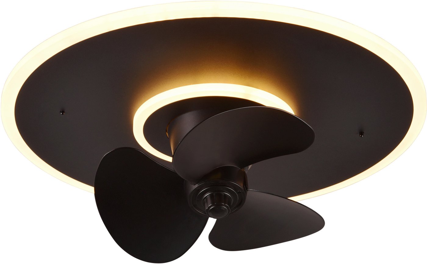 Wentylator LED Czarny Matowy - 30W - 3500Lm - 2700-6500K - Pilot - Timer - Możliwość ściemniania - Lampka nocna