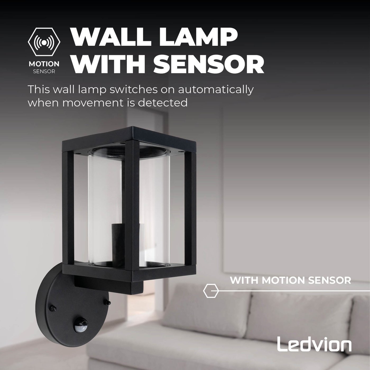 PIR Outdoor Wall Light – Modern LED Porch Lamp With Motion Sensor, IP65 Waterproof, Anthracite - View #4